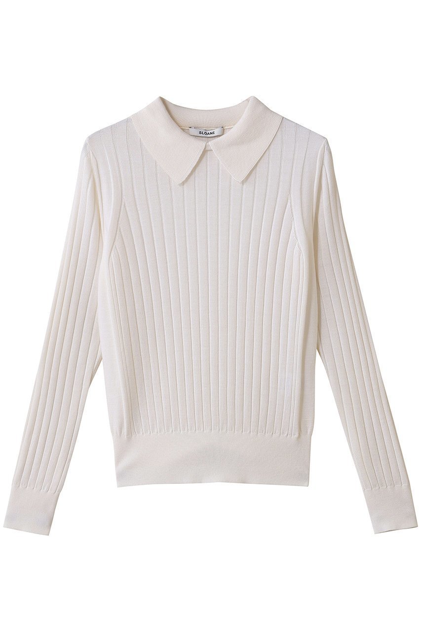 【スローン/SLOANE】の18Gワイドリブ エクストラファインメリノウール×シルク 襟付きプルオーバー インテリア・キッズ・メンズ・レディースファッション・服の通販 founy(ファニー) ファッション Fashion レディースファッション Fashion for Women トップス・カットソー Cut & Sew Tops ニット Knit Tops & Sweaters カジュアルプルオーバー・ニットトップス Pullovers & Knit Tops / Casual Pullovers クラシカル Classical, Vintage-Inspired シルク Silk, 100% Silk ワイドリブ Wide Rib, Wide Ribbed Knit エレガント 上品 Elegant ホワイト|ID: prp329100004676006 ipo3291000000036065509