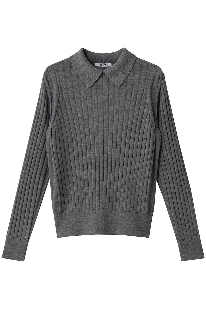 【スローン/SLOANE】の18Gワイドリブ エクストラファインメリノウール×シルク 襟付きプルオーバー 人気、トレンドファッション・服の通販 founy(ファニー) 　ファッション　Fashion　レディースファッション　Fashion for Women　トップス・カットソー　Cut & Sew Tops　ニット　Knit Tops & Sweaters　カジュアルプルオーバー・ニットトップス　Pullovers & Knit Tops / Casual Pullovers　クラシカル　Classical, Vintage-Inspired　シルク　Silk, 100% Silk　ワイドリブ　Wide Rib, Wide Ribbed Knit　エレガント 上品　Elegant　 other-1|ID: prp329100004676006 ipo3291000000036517382