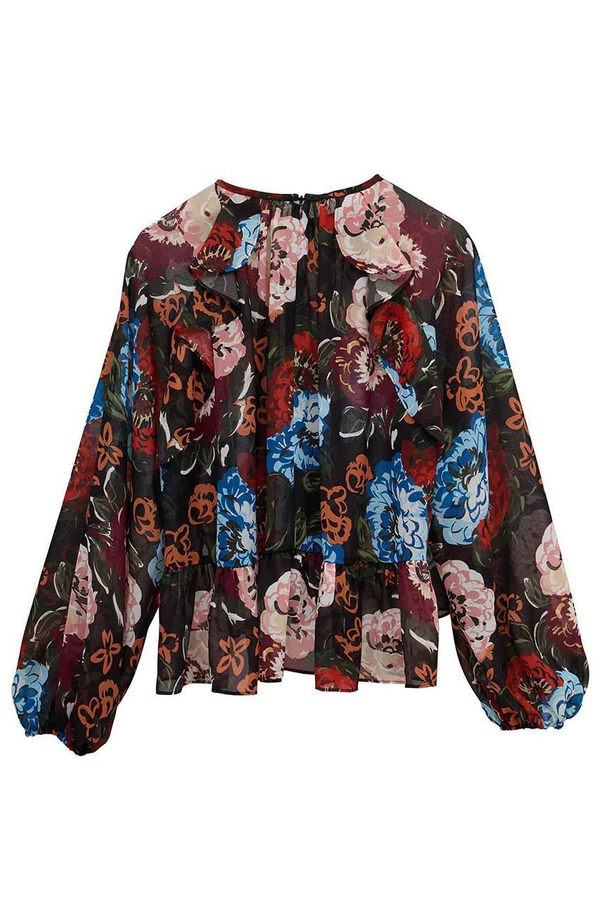 【マルティニーク/martinique】の【l heritage martinique】ガーデンフラワープリントブラウス(セットアップ可) 人気、トレンドファッション・服の通販 founy(ファニー) 　ファッション　Fashion　レディースファッション　Fashion for Women　トップス・カットソー　Cut & Sew Tops　シャツ・ブラウス・オフィスカジュアル　Elegant Blouses & Button-Ups　花柄・フラワープリント・モチーフ　Floral Prints & Motifs / Flower Pattern Tops　ガーデン　Garden, Gardening　コンパクト　Compact, Small Size　ジョーゼット　Georgette, Semi-Sheer Fabric　スリーブ　Sleeve, Long Sleeve / Short Sleeve　セットアップ　Set-Up, Coordinated Outfit　バランス　Balance, Style Balance　パープル　Purple, Violet　フェミニン　Feminine, Girly　フラワー　Flower, Floral　プリント　Print, Printed Pattern　ペプラム　Peplum, Flared Hem　ボトム　Bottoms, Lower Wear　ミックス　Mix, Mixed Style　モダン　Modern, Contemporary　ラッフル　Ruffle, Frill　ロング　Long, Long-Length　再入荷　Restock / Back in Stock　おすすめ　Recommended / Our Picks　other-2|ID: prp329100004676010 ipo3291000000036065520