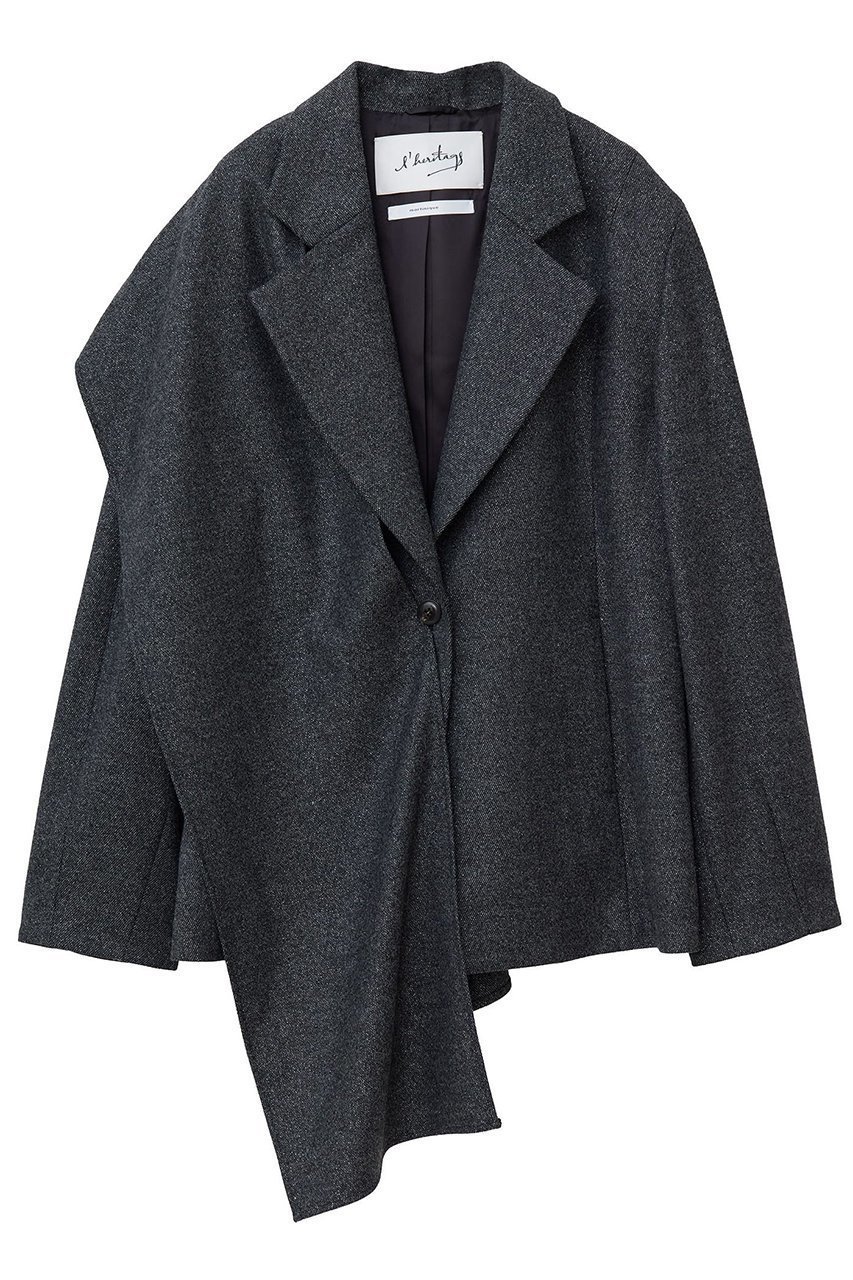 【マルティニーク/martinique】の【l heritage martinique】ラメホームスパンテーラードジャケット(セットアップ可) インテリア・キッズ・メンズ・レディースファッション・服の通販 founy(ファニー) 　ファッション　Fashion　レディースファッション　Fashion for Women　アウター　Coat / Outerwear Collection　レディースジャケット・軽アウター　Jackets　テーラードジャケット / 通勤・きれいめスタイル　Tailored Jackets & Blazers　おすすめ　Recommended / Our Picks　エレガント 上品　Elegant　シンプル　Simple, Minimal　ジャケット　Jacket, Outerwear　ストール　Stole, Wrap　セットアップ　Set-Up, Coordinated Outfit　ツイード　Twill, Twill Weave　トレンド　Trend, Trending Now　フィット　Fit, Slim Fit　フロント　Front, Front Design　ベーシック　Basic, Essential　ミックス　Mix, Mixed Style　ラップ　Wrap, Wrap Design　ループ　Loop, Loop Knit　チャコール|ID: prp329100004676013 ipo3291000000036065528