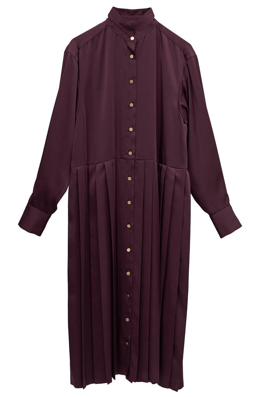 【マルティニーク/martinique】の【l heritage martinique】シルキーサテンロングシャツ インテリア・キッズ・メンズ・レディースファッション・服の通販 founy(ファニー) ファッション Fashion レディースファッション Fashion for Women トップス・カットソー Cut & Sew Tops シャツ・ブラウス・オフィスカジュアル Elegant Blouses & Button-Ups おすすめ Recommended / Our Picks とろみ Fluid, Flowy Fabric サテン Satin, Glossy Fabric シルキー Silky, Smooth Texture スリーブ Sleeve, Long Sleeve / Short Sleeve ドレス Dress, One-Piece プリーツ Pleats, Pleated ロング Long, Long-Length バーガンディ|ID: prp329100004676016 ipo3291000000035742716