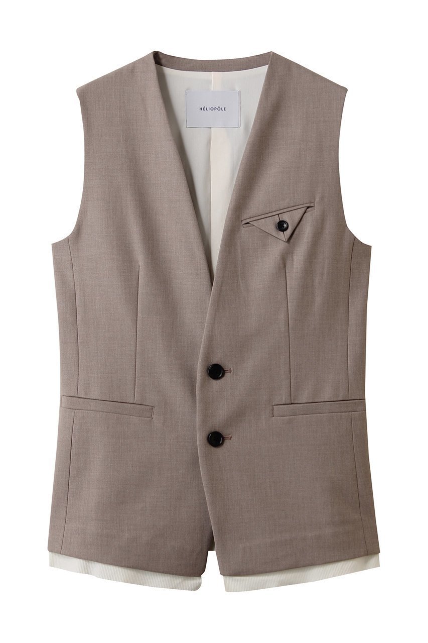 【エリオポール/heliopole】のthe ELLISON ベスト インテリア・キッズ・メンズ・レディースファッション・服の通販 founy(ファニー) 　ファッション　Fashion　レディースファッション　Fashion for Women　アウター　Coat / Outerwear Collection　レディースジャケット・軽アウター　Jackets　ジャケット　Jacket, Outerwear　ストレッチ　Stretch, Stretchy Fabric　スリット　Slit, Slit Detail　トライアングル　Triangle, Triangular Shape　フラップ　Flap, Flap Pocket　ベスト　Vest, Waistcoat　ポケット　Pocket, Pocket Detail　定番　Standard, Basic Item　ベージュ|ID: prp329100004676022 ipo3291000000035475570