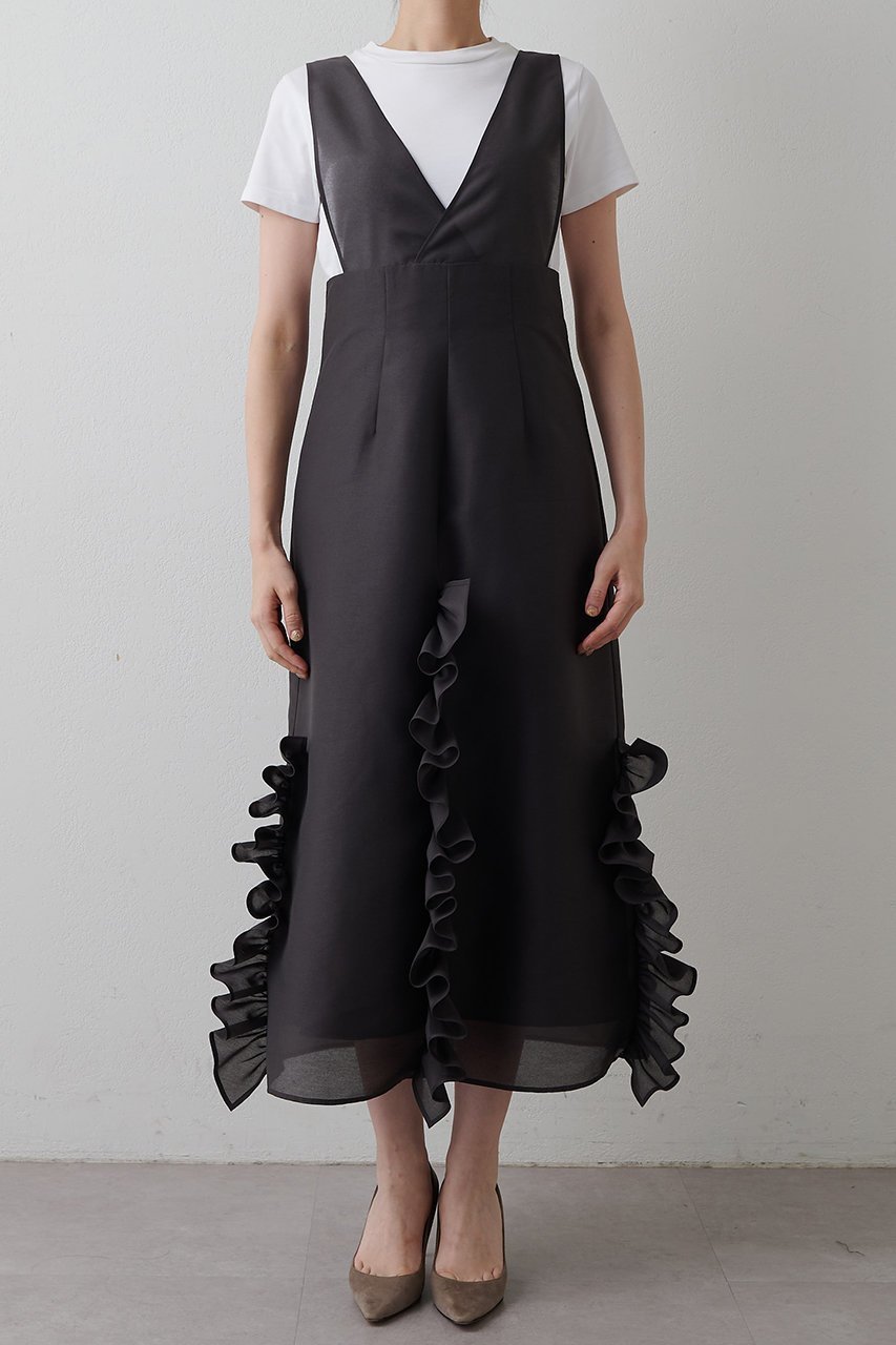 【ウィムガゼット/Whim Gazette】のフリルオーガンジーワンピース 人気、トレンドファッション・服の通販 founy(ファニー) 　ファッション　Fashion　レディースファッション　Fashion for Women　ワンピース　Dresses　チュニック　Tunic Tops & Dresses　おすすめ　Recommended / Our Picks　オーガンジー　Organza Fabric　チュニック　Tunic, Long Top　フリル　Frill, Ruffle　ロング　Long, Long-Length　A/W・秋冬　Autumn/Winter　other-6|ID: prp329100004676023 ipo3291000000035969768