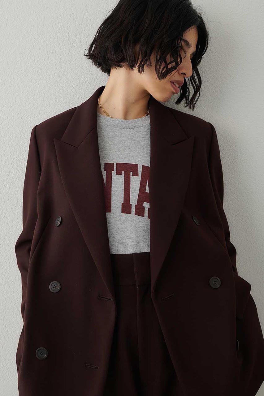 【ウィムガゼット/Whim Gazette】のダブルテーラードジャケット インテリア・キッズ・メンズ・レディースファッション・服の通販 founy(ファニー) 　ファッション　Fashion　レディースファッション　Fashion for Women　アウター　Coat / Outerwear Collection　レディースジャケット・軽アウター　Jackets　テーラードジャケット / 通勤・きれいめスタイル　Tailored Jackets & Blazers　おすすめ　Recommended / Our Picks　シンプル　Simple, Minimal　ジャケット　Jacket, Outerwear　セットアップ　Set-Up, Coordinated Outfit　ダブル　Double, Double-Breasted　マニッシュ　Mannish, Boyish　エレガント 上品　Elegant　ブラウン|ID: prp329100004676025 ipo3291000000036065557