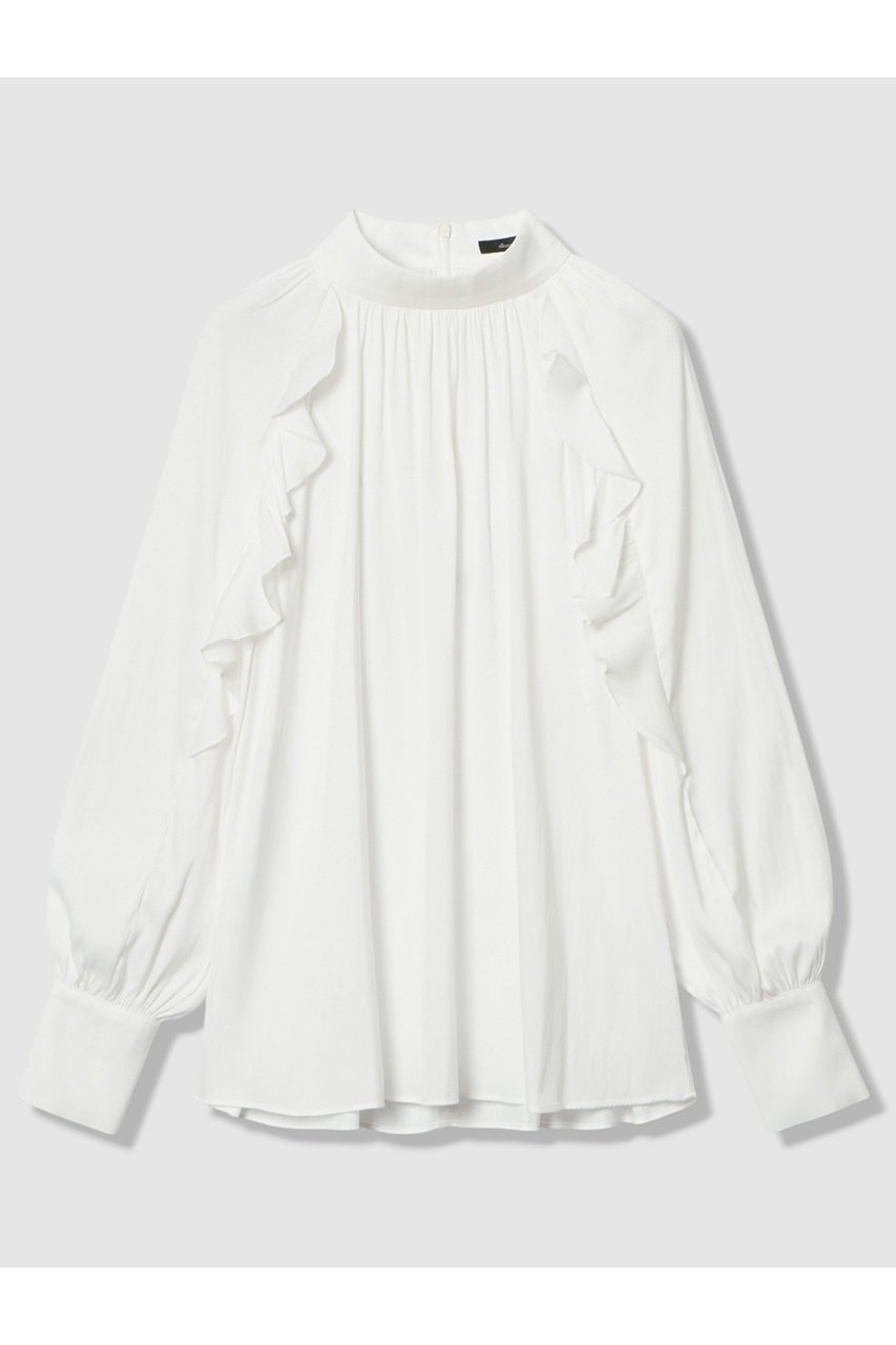 【アルアバイル/allureville】のフリルスリーブブラウス インテリア・キッズ・メンズ・レディースファッション・服の通販 founy(ファニー) 　ファッション　Fashion　レディースファッション　Fashion for Women　トップス・カットソー　Cut & Sew Tops　シャツ・ブラウス・オフィスカジュアル　Elegant Blouses & Button-Ups　なめらか　Smooth, Silky Texture　スリーブ　Sleeve, Long Sleeve / Short Sleeve　デニム　Denim, Jeans Material　フェミニン　Feminine, Girly　フリル　Frill, Ruffle　ロング　Long, Long-Length　エレガント 上品　Elegant　新作・新入荷　New Arrivals / New In　長袖　Long Sleeve, Full Sleeve　ホワイト|ID: prp329100004676049 ipo3291000000033787813