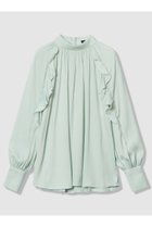【アルアバイル/allureville】のフリルスリーブブラウス 人気、トレンドファッション・服の通販 founy(ファニー) ファッション Fashion レディースファッション Fashion for Women トップス・カットソー Cut & Sew Tops シャツ・ブラウス・オフィスカジュアル Elegant Blouses & Button-Ups なめらか Smooth, Silky Texture スリーブ Sleeve, Long Sleeve / Short Sleeve デニム Denim, Jeans Material フェミニン Feminine, Girly フリル Frill, Ruffle ロング Long, Long-Length エレガント 上品 Elegant 新作・新入荷 New Arrivals / New In 長袖 Long Sleeve, Full Sleeve thumbnail ミントグリーン|ID: prp329100004676049 ipo3291000000033787814