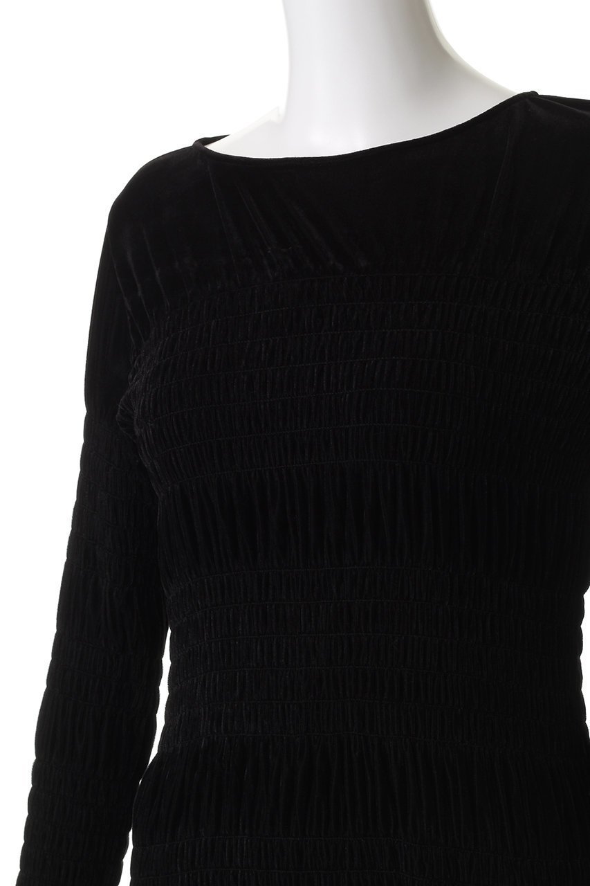 【クラネ/CLANE】のSHIRRING LONG ONEPIECE/ワンピース 人気、トレンドファッション・服の通販 founy(ファニー) 　ファッション　Fashion　レディースファッション　Fashion for Women　ワンピース　Dresses　チュニック　Tunic Tops & Dresses　エレガント 上品　Elegant　シャーリング　Shirring, Ruched　チェック　Check, Plaid, Tartan　チュニック　Tunic, Long Top　デコルテ　Décolleté, Neckline　パーティ　Party, Party Style　フェミニン　Feminine, Girly　フレア　Flare, Flared　ベロア　Velour, Soft Velvet　モノトーン　Monotone, Black and White　ランダム　Random, Irregular　ロング　Long, Long-Length　other-5|ID: prp329100004676053 ipo3291000000036065597