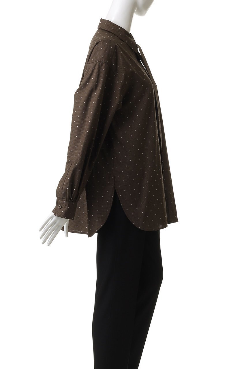 【デパリエ/DEPAREILLE】のチェックドットジャカードボウシャツ 人気、トレンドファッション・服の通販 founy(ファニー) 　ファッション　Fashion　レディースファッション　Fashion for Women　トップス・カットソー　Cut & Sew Tops　シャツ・ブラウス・オフィスカジュアル　Elegant Blouses & Button-Ups　スリット　Slit, Slit Detail　スリーブ　Sleeve, Long Sleeve / Short Sleeve　チェック　Check, Plaid, Tartan　ドット　Polka Dot, Dot Pattern　パーティ　Party, Party Style　ロング　Long, Long-Length　新作・新入荷　New Arrivals / New In　other-3|ID: prp329100004676059 ipo3291000000033787888