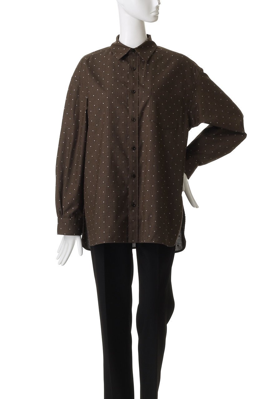 【デパリエ/DEPAREILLE】のチェックドットジャカードボウシャツ 人気、トレンドファッション・服の通販 founy(ファニー) 　ファッション　Fashion　レディースファッション　Fashion for Women　トップス・カットソー　Cut & Sew Tops　シャツ・ブラウス・オフィスカジュアル　Elegant Blouses & Button-Ups　スリット　Slit, Slit Detail　スリーブ　Sleeve, Long Sleeve / Short Sleeve　チェック　Check, Plaid, Tartan　ドット　Polka Dot, Dot Pattern　パーティ　Party, Party Style　ロング　Long, Long-Length　新作・新入荷　New Arrivals / New In　other-6|ID: prp329100004676059 ipo3291000000033787891