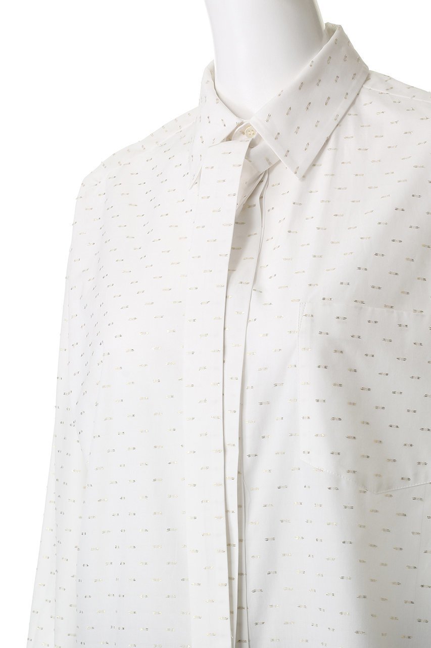 【デパリエ/DEPAREILLE】のコットンラメジャカードボウシャツ 人気、トレンドファッション・服の通販 founy(ファニー) 　ファッション　Fashion　レディースファッション　Fashion for Women　トップス・カットソー　Cut & Sew Tops　シャツ・ブラウス・オフィスカジュアル　Elegant Blouses & Button-Ups　スリット　Slit, Slit Detail　スリーブ　Sleeve, Long Sleeve / Short Sleeve　パーティ　Party, Party Style　ロング　Long, Long-Length　新作・新入荷　New Arrivals / New In　other-5|ID: prp329100004676060 ipo3291000000033787897