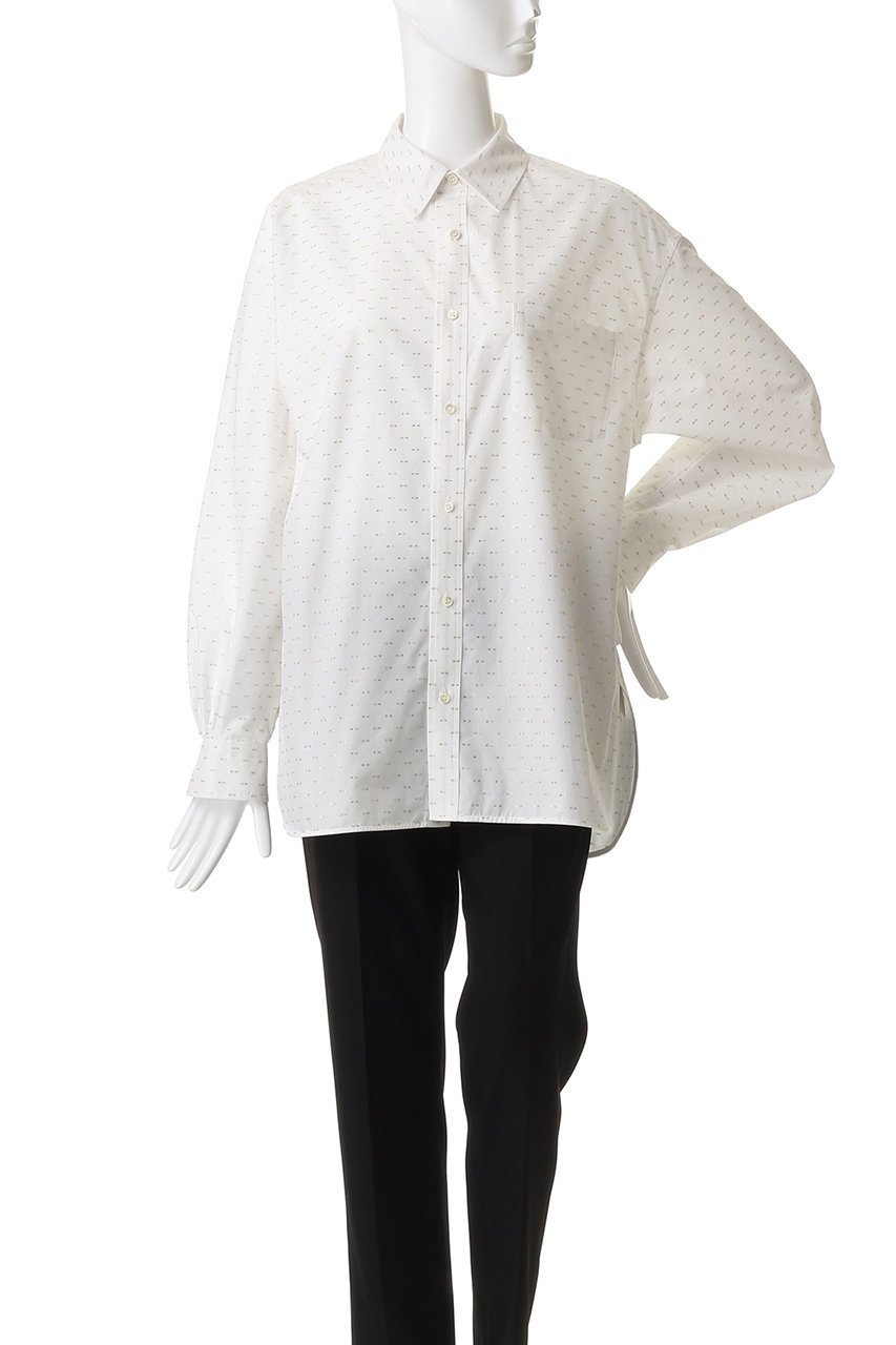 【デパリエ/DEPAREILLE】のコットンラメジャカードボウシャツ 人気、トレンドファッション・服の通販 founy(ファニー) 　ファッション　Fashion　レディースファッション　Fashion for Women　トップス・カットソー　Cut & Sew Tops　シャツ・ブラウス・オフィスカジュアル　Elegant Blouses & Button-Ups　スリット　Slit, Slit Detail　スリーブ　Sleeve, Long Sleeve / Short Sleeve　パーティ　Party, Party Style　ロング　Long, Long-Length　新作・新入荷　New Arrivals / New In　other-6|ID: prp329100004676060 ipo3291000000033787898