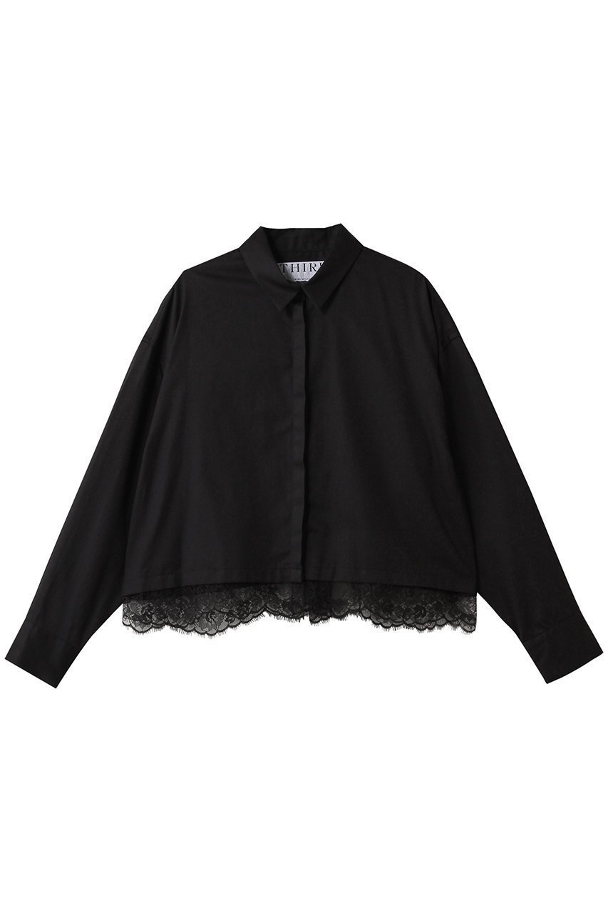 【サードマガジン/THIRD MAGAZINE】の裾レースブラウス インテリア・キッズ・メンズ・レディースファッション・服の通販 founy(ファニー) 　ファッション　Fashion　レディースファッション　Fashion for Women　トップス・カットソー　Cut & Sew Tops　シャツ・ブラウス・オフィスカジュアル　Elegant Blouses & Button-Ups　カフス　Cuff Design　スリーブ　Sleeve, Long Sleeve / Short Sleeve　デニム　Denim, Jeans Material　パーティ　Party, Party Style　ベーシック　Basic, Essential　リュクス　Luxury, Elegant, High-End, Chic　レース　Lace, Lace Fabric　ロング　Long, Long-Length　エレガント 上品　Elegant　ブラックB|ID: prp329100004676064 ipo3291000000035742894