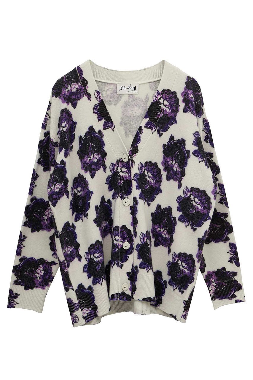 【マルティニーク/martinique】の【l heritage martinique】フラワープリントカーディガン 人気、トレンドファッション・服の通販 founy(ファニー) 　ファッション　Fashion　レディースファッション　Fashion for Women　トップス・カットソー　Cut & Sew Tops　ニット　Knit Tops & Sweaters　カーディガン・羽織り　Layered Style Cardigans　花柄・フラワープリント・モチーフ　Floral Prints & Motifs / Flower Pattern Tops　おすすめ　Recommended / Our Picks　アンサンブル　Ensemble Set　カーディガン　Cardigan, Knitwear　シンプル　Simple, Minimal　ストレッチ　Stretch, Stretchy Fabric　フォルム　Silhouette, Form　フラワー　Flower, Floral　プリント　Print, Printed Pattern　 other-1|ID: prp329100004680115 ipo3291000000036134417