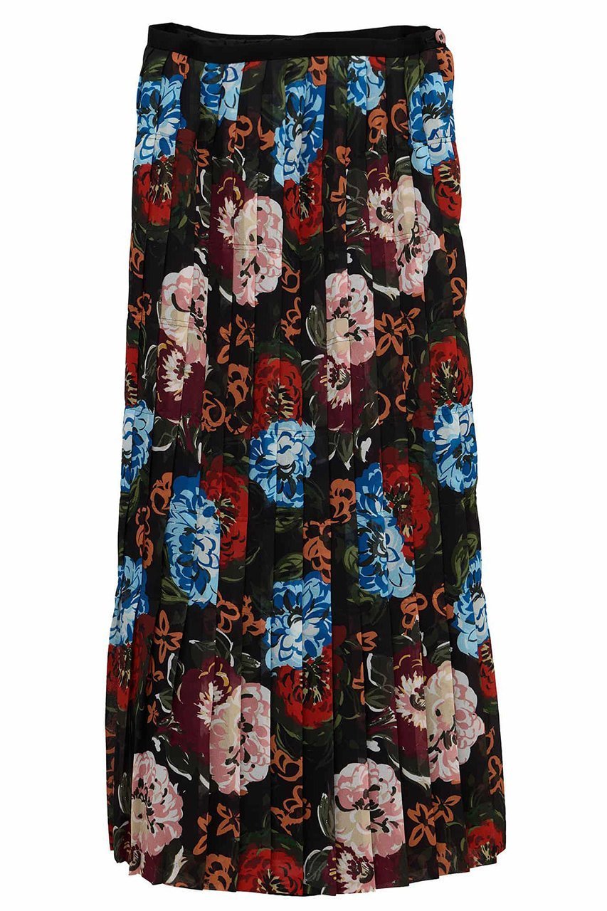 【マルティニーク/martinique】の【l heritage martinique】ガーデンフラワープリントスカート(セットアップ可) インテリア・キッズ・メンズ・レディースファッション・服の通販 founy(ファニー) 　ファッション　Fashion　レディースファッション　Fashion for Women　セットアップ　Matching Sets　スカート・ミニ/ミディ/マキシ　Skirts / Mini, Midi & Maxi Skirts　スカート　Skirts　ロングスカート　Long Skirts / Maxi & Midi Skirts　エレガント 上品　Elegant　ガーデン　Garden, Gardening　シンプル　Simple, Minimal　ジョーゼット　Georgette, Semi-Sheer Fabric　セットアップ　Set-Up, Coordinated Outfit　フォルム　Silhouette, Form　プリント　Print, Printed Pattern　プリーツ　Pleats, Pleated　マーメイド　Mermaid, Fishtail Silhouette　ロング　Long, Long-Length　おすすめ　Recommended / Our Picks　ブラック|ID: prp329100004680117 ipo3291000000036134428