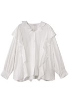 【マノフ/MANOF】のRAFFLE SHIRTS シャツ・ブラウス 人気、トレンドファッション・服の通販 founy(ファニー) ファッション Fashion レディースファッション Fashion for Women トップス・カットソー Cut & Sew Tops シャツ・ブラウス・オフィスカジュアル Elegant Blouses & Button-Ups スリーブ Sleeve, Long Sleeve / Short Sleeve デニム Denim, Jeans Material ドレープ Drape, Draping Fabric フレア Flare, Flared ロング Long, Long-Length エレガント 上品 Elegant 新作・新入荷 New Arrivals / New In thumbnail WHITE|ID: prp329100004680120 ipo3291000000033805949