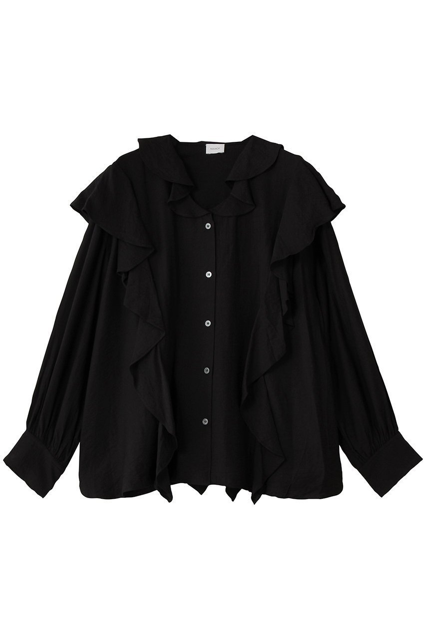 【マノフ/MANOF】のRAFFLE SHIRTS シャツ・ブラウス インテリア・キッズ・メンズ・レディースファッション・服の通販 founy(ファニー) 　ファッション　Fashion　レディースファッション　Fashion for Women　トップス・カットソー　Cut & Sew Tops　シャツ・ブラウス・オフィスカジュアル　Elegant Blouses & Button-Ups　スリーブ　Sleeve, Long Sleeve / Short Sleeve　デニム　Denim, Jeans Material　ドレープ　Drape, Draping Fabric　フレア　Flare, Flared　ロング　Long, Long-Length　エレガント 上品　Elegant　新作・新入荷　New Arrivals / New In　BLACK|ID: prp329100004680120 ipo3291000000033805950