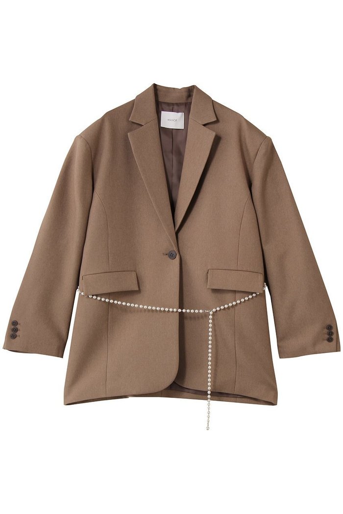 【マノフ/MANOF】のPEARL BELT JACKET ジャケット インテリア・キッズ・メンズ・レディースファッション・服の通販 founy(ファニー) https://founy.com/ ファッション Fashion レディースファッション Fashion for Women アウター Coat / Outerwear Collection レディースジャケット・軽アウター Jackets ジャケット Jacket, Outerwear パール Pearl, Pearl Accent |ID: prp329100004680121 ipo3291000000035759698