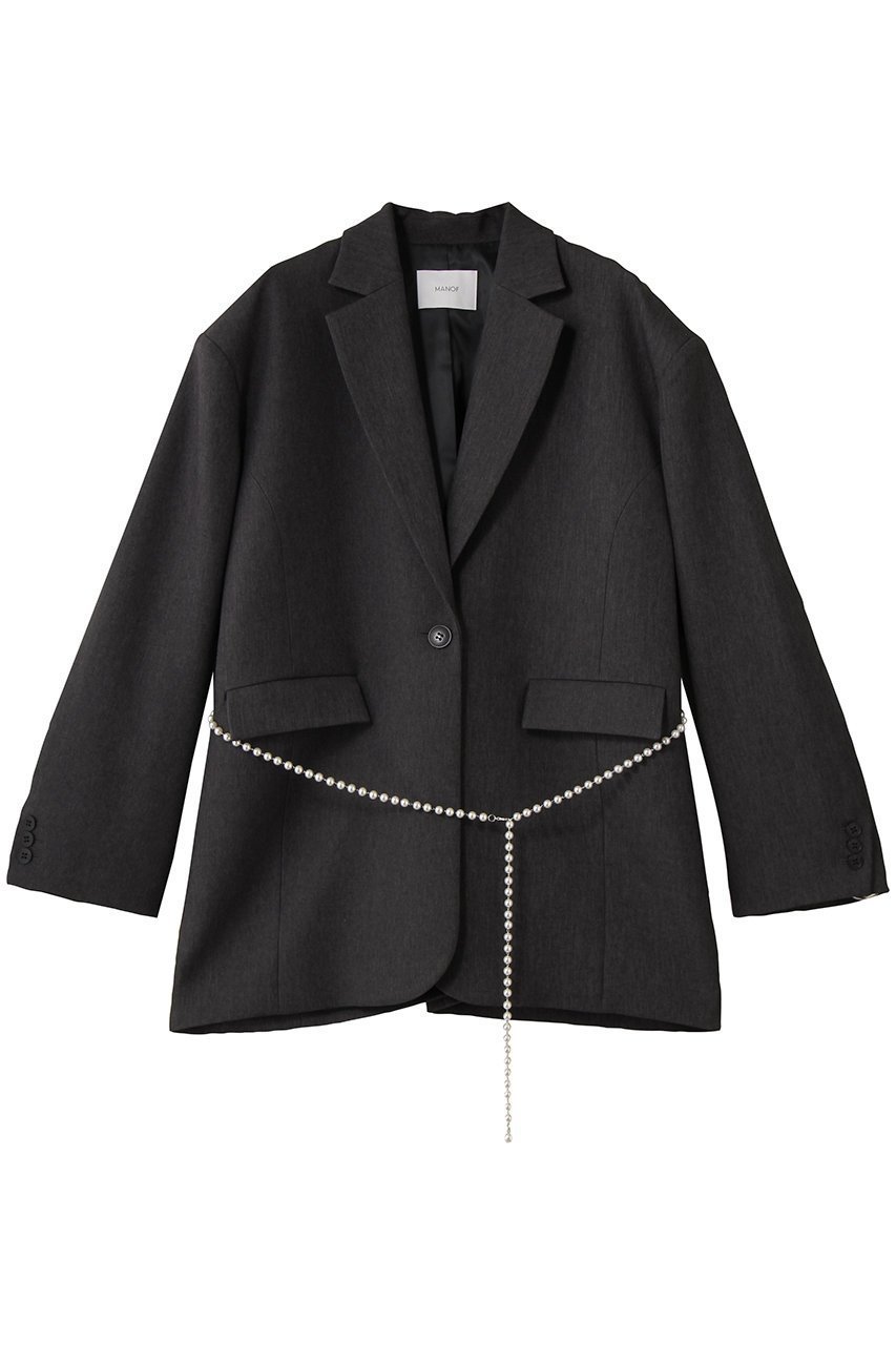 【マノフ/MANOF】のPEARL BELT JACKET ジャケット インテリア・キッズ・メンズ・レディースファッション・服の通販 founy(ファニー) 　ファッション　Fashion　レディースファッション　Fashion for Women　アウター　Coat / Outerwear Collection　レディースジャケット・軽アウター　Jackets　ジャケット　Jacket, Outerwear　パール　Pearl, Pearl Accent　CHARCOAL|ID: prp329100004680121 ipo3291000000035759700