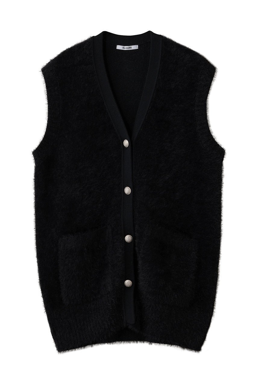 【スローン/SLOANE】の7Gシャギー ニット ジレ インテリア・キッズ・メンズ・レディースファッション・服の通販 founy(ファニー) 　ファッション　Fashion　レディースファッション　Fashion for Women　アウター　Coat / Outerwear Collection　レディースジャケット・軽アウター　Jackets　なめらか　Smooth, Silky Texture　ジャケット　Jacket, Outerwear　トレンド　Trend, Trending Now　フェイクファー　Faux Fur, Imitation Fur　ベスト　Vest, Waistcoat　ラグジュアリー　Luxury, Elegant　ブラック|ID: prp329100004680122 ipo3291000000036040107