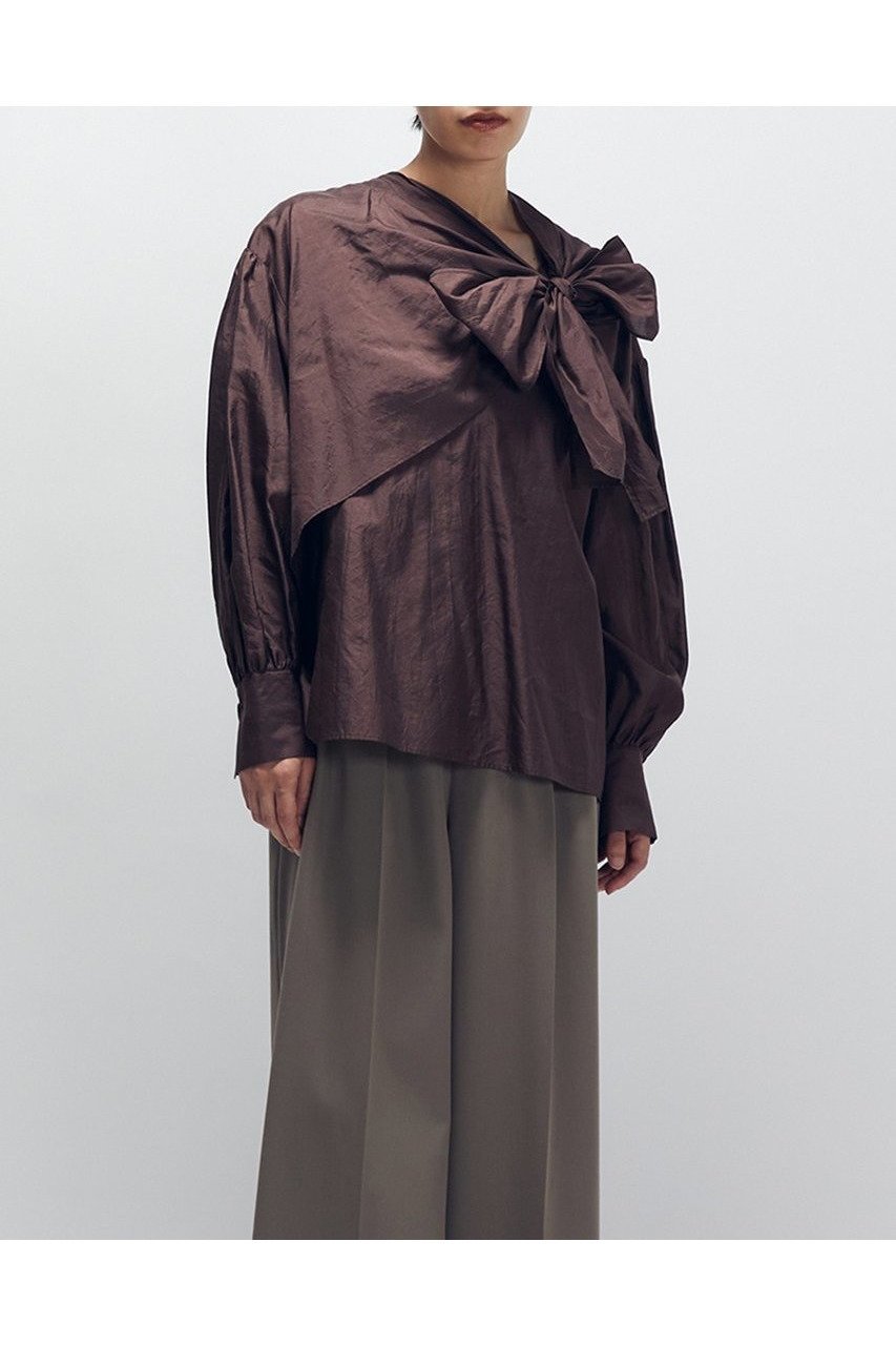 【プルミエ アロンディスモン/1er Arrondissement】のシルクボウタイブラウス インテリア・キッズ・メンズ・レディースファッション・服の通販 founy(ファニー) 　ファッション　Fashion　レディースファッション　Fashion for Women　トップス・カットソー　Cut & Sew Tops　シャツ・ブラウス・オフィスカジュアル　Elegant Blouses & Button-Ups　オーガンジー　Organza Fabric　シルク　Silk, 100% Silk　スリーブ　Sleeve, Long Sleeve / Short Sleeve　ドレープ　Drape, Draping Fabric　ボウタイ　Bow Tie, Neck Bow　ロング　Long, Long-Length　新作・新入荷　New Arrivals / New In　ブラウン|ID: prp329100004680130 ipo3291000000033806032