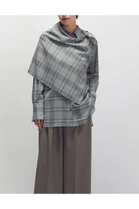 【プルミエ アロンディスモン/1er Arrondissement】のTWチェックスカーフシャツ 人気、トレンドファッション・服の通販 founy(ファニー) ファッション Fashion レディースファッション Fashion for Women トップス・カットソー Cut & Sew Tops シャツ・ブラウス・オフィスカジュアル Elegant Blouses & Button-Ups スカーフ Scarf, Neckwear スリーブ Sleeve, Long Sleeve / Short Sleeve ドレープ Drape, Draping Fabric ループ Loop, Loop Knit ロング Long, Long-Length 別注 Limited Edition, Custom Order 新作・新入荷 New Arrivals / New In 秋 Autumn |ID:prp329100004680131