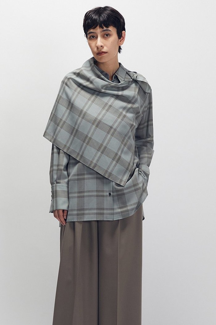 【プルミエ アロンディスモン/1er Arrondissement】のTWチェックスカーフシャツ インテリア・キッズ・メンズ・レディースファッション・服の通販 founy(ファニー) https://founy.com/ ファッション Fashion レディースファッション Fashion for Women トップス・カットソー Cut & Sew Tops シャツ・ブラウス・オフィスカジュアル Elegant Blouses & Button-Ups スカーフ Scarf, Neckwear スリーブ Sleeve, Long Sleeve / Short Sleeve ドレープ Drape, Draping Fabric ループ Loop, Loop Knit ロング Long, Long-Length 再入荷 Restock / Back in Stock 別注 Limited Edition, Custom Order 秋 Autumn |ID: prp329100004680131 ipo3291000000036134461