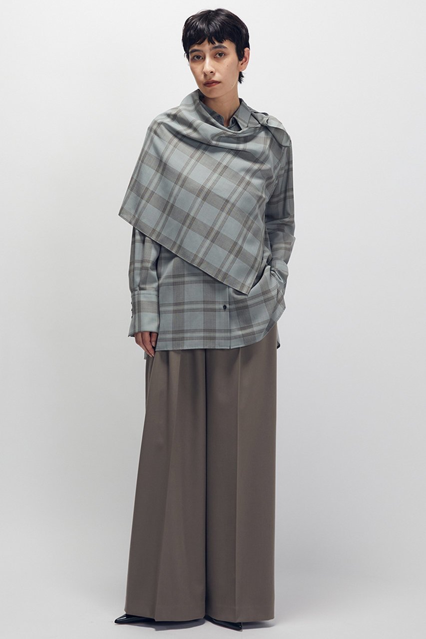 【プルミエ アロンディスモン/1er Arrondissement】のTWチェックスカーフシャツ 人気、トレンドファッション・服の通販 founy(ファニー) 　ファッション　Fashion　レディースファッション　Fashion for Women　トップス・カットソー　Cut & Sew Tops　シャツ・ブラウス・オフィスカジュアル　Elegant Blouses & Button-Ups　スカーフ　Scarf, Neckwear　スリーブ　Sleeve, Long Sleeve / Short Sleeve　ドレープ　Drape, Draping Fabric　ループ　Loop, Loop Knit　ロング　Long, Long-Length　再入荷　Restock / Back in Stock　別注　Limited Edition, Custom Order　秋　Autumn　other-3|ID: prp329100004680131 ipo3291000000036134464