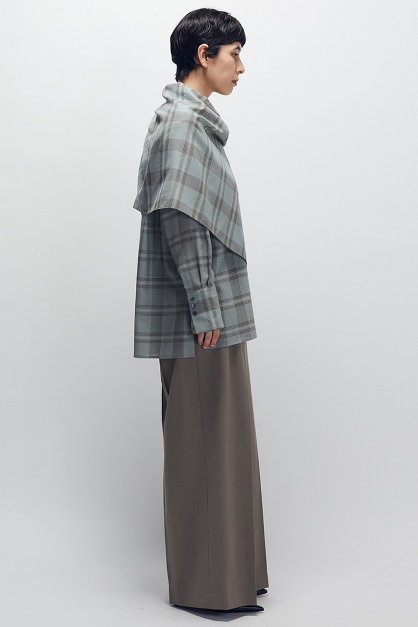 【プルミエ アロンディスモン/1er Arrondissement】のTWチェックスカーフシャツ 人気、トレンドファッション・服の通販 founy(ファニー) 　ファッション　Fashion　レディースファッション　Fashion for Women　トップス・カットソー　Cut & Sew Tops　シャツ・ブラウス・オフィスカジュアル　Elegant Blouses & Button-Ups　スカーフ　Scarf, Neckwear　スリーブ　Sleeve, Long Sleeve / Short Sleeve　ドレープ　Drape, Draping Fabric　ループ　Loop, Loop Knit　ロング　Long, Long-Length　再入荷　Restock / Back in Stock　別注　Limited Edition, Custom Order　秋　Autumn　other-4|ID: prp329100004680131 ipo3291000000036134465