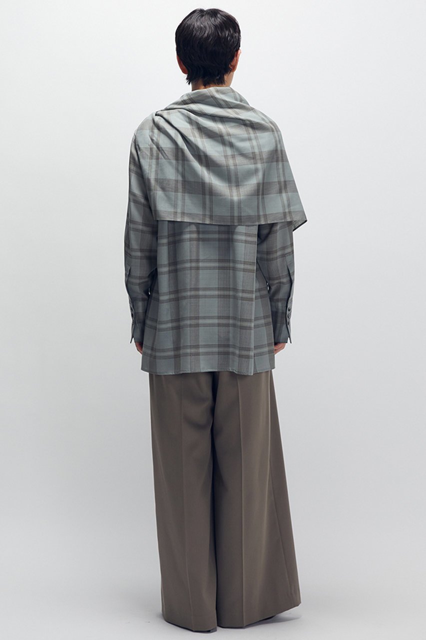 【プルミエ アロンディスモン/1er Arrondissement】のTWチェックスカーフシャツ 人気、トレンドファッション・服の通販 founy(ファニー) 　ファッション　Fashion　レディースファッション　Fashion for Women　トップス・カットソー　Cut & Sew Tops　シャツ・ブラウス・オフィスカジュアル　Elegant Blouses & Button-Ups　スカーフ　Scarf, Neckwear　スリーブ　Sleeve, Long Sleeve / Short Sleeve　ドレープ　Drape, Draping Fabric　ループ　Loop, Loop Knit　ロング　Long, Long-Length　再入荷　Restock / Back in Stock　別注　Limited Edition, Custom Order　秋　Autumn　other-5|ID: prp329100004680131 ipo3291000000036134466