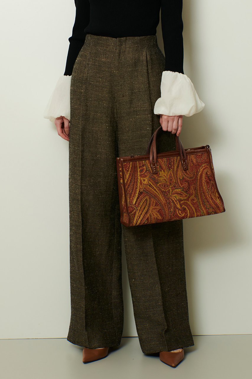 【アルアバイル/allureville】のリネンウールストレートパンツ インテリア・キッズ・メンズ・レディースファッション・服の通販 founy(ファニー) 　ファッション　Fashion　レディースファッション　Fashion for Women　パンツ　Pants & Trousers　イタリア　Italy　シンプル　Simple, Minimal　ジャケット　Jacket, Outerwear　ストレート　Straight, Straight Cut　セットアップ　Set-Up, Coordinated Outfit　フロント　Front, Front Design　ポケット　Pocket, Pocket Detail　リネン　Linen, Linen Fabric　ブラウン|ID: prp329100004680140 ipo3291000000035616442