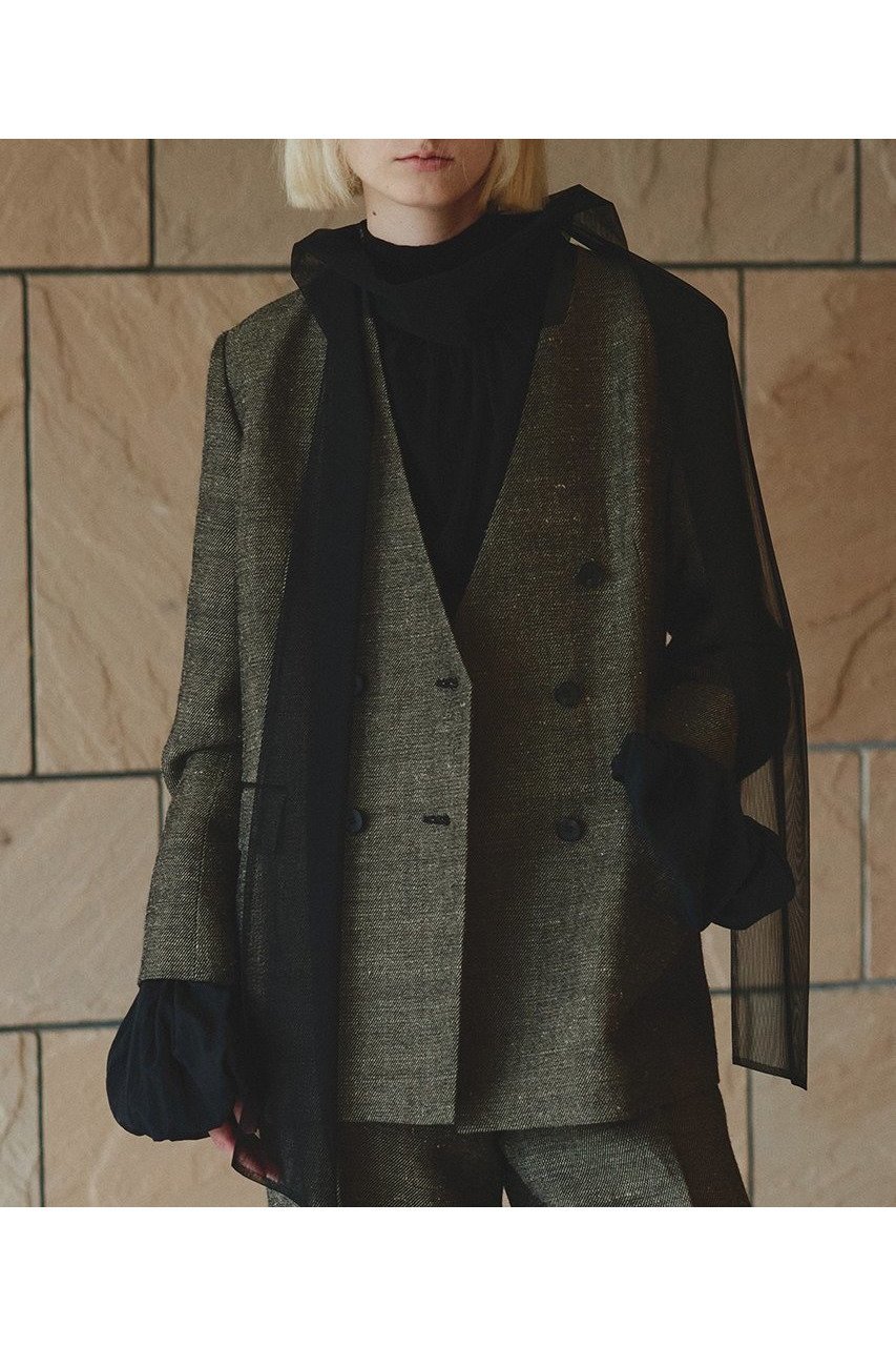 【アルアバイル/allureville】のツイーディーダブルブレストジャケット 人気、トレンドファッション・服の通販 founy(ファニー) 　ファッション　Fashion　レディースファッション　Fashion for Women　アウター　Coat / Outerwear Collection　レディースジャケット・軽アウター　Jackets　おすすめ　Recommended / Our Picks　イタリア　Italy　シンプル　Simple, Minimal　ジャケット　Jacket, Outerwear　ストレート　Straight, Straight Cut　セットアップ　Set-Up, Coordinated Outfit　ポケット　Pocket, Pocket Detail　マニッシュ　Mannish, Boyish　リネン　Linen, Linen Fabric　新作・新入荷　New Arrivals / New In　other-7|ID: prp329100004680142 ipo3291000000033806125