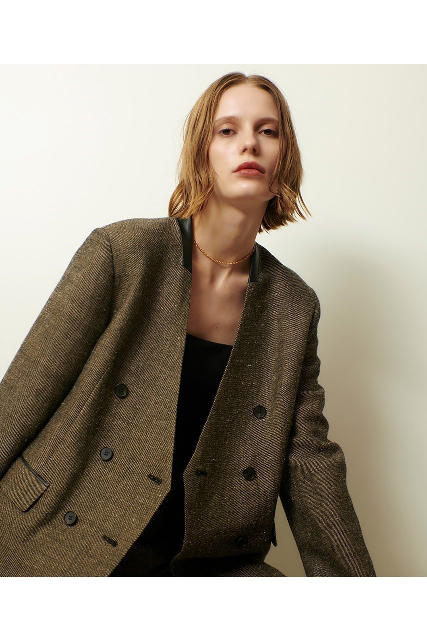 【アルアバイル/allureville】のツイーディーダブルブレストジャケット 人気、トレンドファッション・服の通販 founy(ファニー) 　ファッション　Fashion　レディースファッション　Fashion for Women　アウター　Coat / Outerwear Collection　レディースジャケット・軽アウター　Jackets　おすすめ　Recommended / Our Picks　イタリア　Italy　シンプル　Simple, Minimal　ジャケット　Jacket, Outerwear　ストレート　Straight, Straight Cut　セットアップ　Set-Up, Coordinated Outfit　ポケット　Pocket, Pocket Detail　マニッシュ　Mannish, Boyish　リネン　Linen, Linen Fabric　other-3|ID: prp329100004680142 ipo3291000000036040149