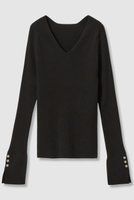 【アルアバイル/allureville】の袖釦Vネックプルオーバー 人気、トレンドファッション・服の通販 founy(ファニー) ファッション Fashion レディースファッション Fashion for Women トップス・カットソー Cut & Sew Tops ニット Knit Tops & Sweaters カジュアルプルオーバー・ニットトップス Pullovers & Knit Tops / Casual Pullovers Vネックトップス V-Neck Tops / V-Cut Neckline Shirts カフス Cuff Design シンプル Simple, Minimal スリット Slit, Slit Detail ベーシック Basic, Essential ボトム Bottoms, Lower Wear リブニット Rib Knit, Ribbed Knit 新作・新入荷 New Arrivals / New In |ID:prp329100004680143