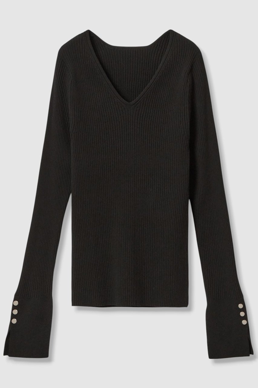 【アルアバイル/allureville】の袖釦Vネックプルオーバー 人気、トレンドファッション・服の通販 founy(ファニー) 　ファッション　Fashion　レディースファッション　Fashion for Women　トップス・カットソー　Cut & Sew Tops　ニット　Knit Tops & Sweaters　カジュアルプルオーバー・ニットトップス　Pullovers & Knit Tops / Casual Pullovers　Vネックトップス　V-Neck Tops / V-Cut Neckline Shirts　カフス　Cuff Design　シンプル　Simple, Minimal　スリット　Slit, Slit Detail　ベーシック　Basic, Essential　ボトム　Bottoms, Lower Wear　リブニット　Rib Knit, Ribbed Knit　新作・新入荷　New Arrivals / New In　 other-1|ID: prp329100004680143 ipo3291000000033806126