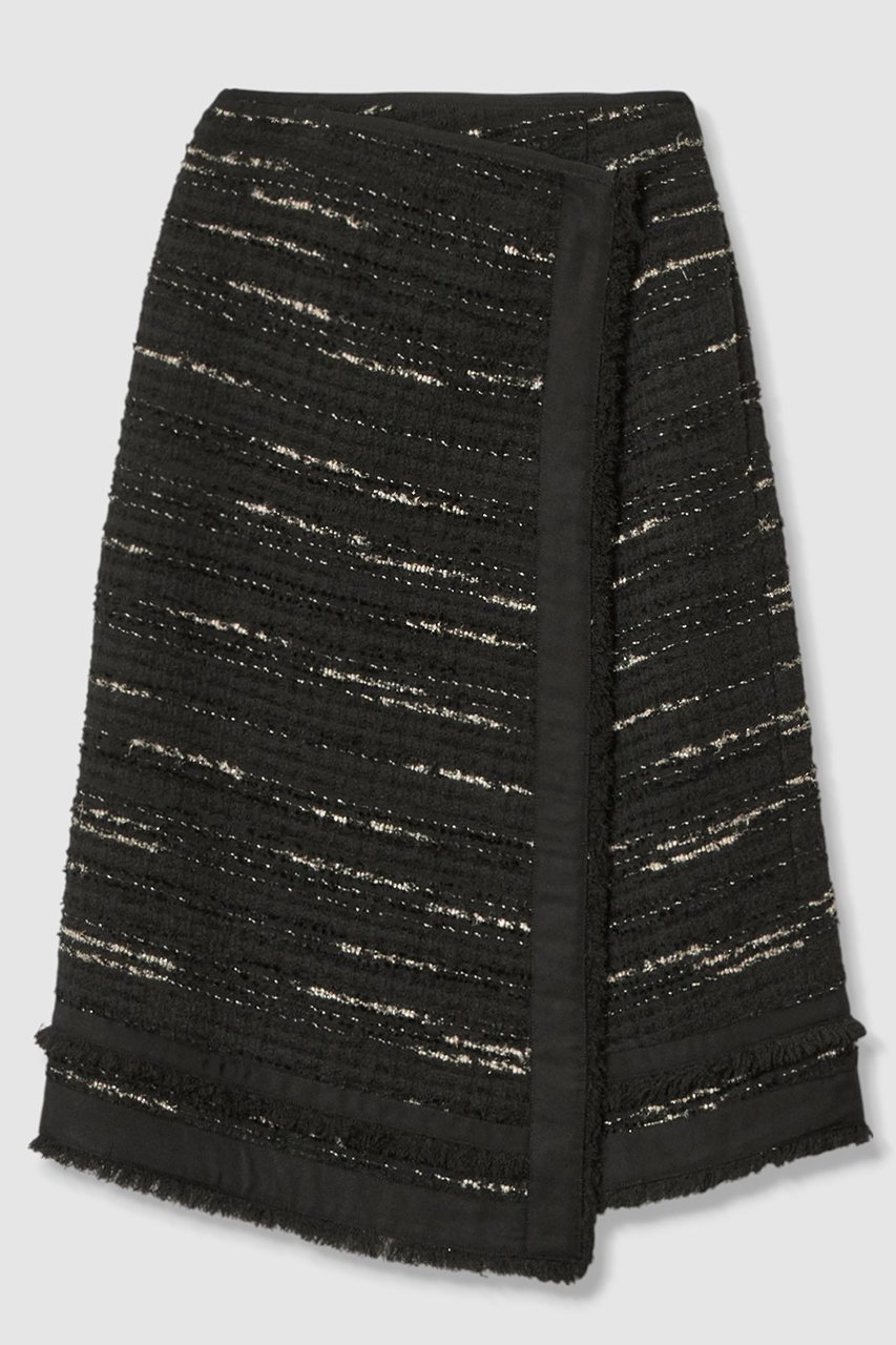 【アルアバイル/allureville】のジオリカラップスカート インテリア・キッズ・メンズ・レディースファッション・服の通販 founy(ファニー) 　ファッション　Fashion　レディースファッション　Fashion for Women　スカート　Skirts　ロングスカート　Long Skirts / Maxi & Midi Skirts　イタリア　Italy　オケージョン　Occasion Wear　クラシック　Classic, Timeless Style　ツイード　Twill, Twill Weave　フリンジ　Fringe, Tassel　ラップ　Wrap, Wrap Design　ロング　Long, Long-Length　エレガント 上品　Elegant　新作・新入荷　New Arrivals / New In　ブラック|ID: prp329100004680146 ipo3291000000033806151