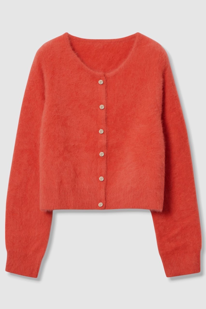 【アルアバイル/allureville】のカシミヤブレンドファー加工カーディガン インテリア・キッズ・メンズ・レディースファッション・服の通販 founy(ファニー) 　ファッション　Fashion　レディースファッション　Fashion for Women　トップス・カットソー　Cut & Sew Tops　ニット　Knit Tops & Sweaters　カーディガン・羽織り　Layered Style Cardigans　カーディガン　Cardigan, Knitwear　コンパクト　Compact, Small Size　フォックス　Fox, Fox Fur　プリーツ　Pleats, Pleated　ボトム　Bottoms, Lower Wear　冬　Winter / This Winter　オレンジ|ID: prp329100004680148 ipo3291000000035759748