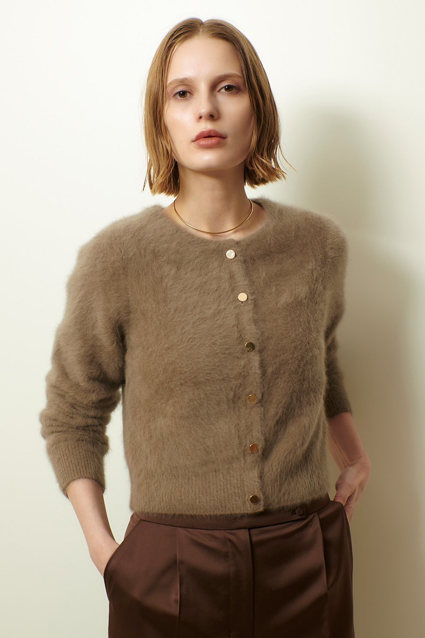 【アルアバイル/allureville】のカシミヤブレンドファー加工カーディガン インテリア・キッズ・メンズ・レディースファッション・服の通販 founy(ファニー) 　ファッション　Fashion　レディースファッション　Fashion for Women　トップス・カットソー　Cut & Sew Tops　ニット　Knit Tops & Sweaters　カーディガン・羽織り　Layered Style Cardigans　カーディガン　Cardigan, Knitwear　コンパクト　Compact, Small Size　フォックス　Fox, Fox Fur　プリーツ　Pleats, Pleated　ボトム　Bottoms, Lower Wear　冬　Winter / This Winter　モカ|ID: prp329100004680148 ipo3291000000035759750