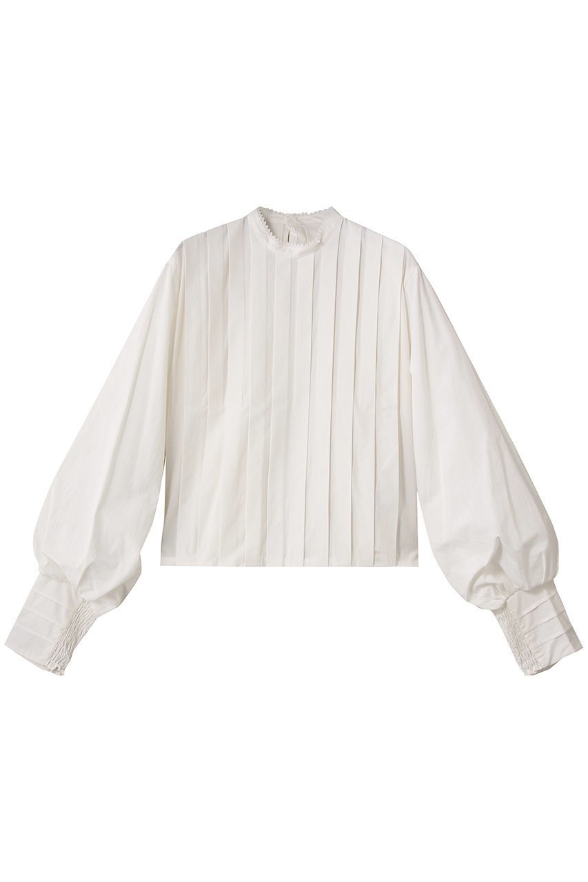 【ハー/HER.】のコットンタックブラウス インテリア・キッズ・メンズ・レディースファッション・服の通販 founy(ファニー) 　ファッション　Fashion　レディースファッション　Fashion for Women　トップス・カットソー　Cut & Sew Tops　シャツ・ブラウス・オフィスカジュアル　Elegant Blouses & Button-Ups　スタンド　Stand Collar, Upright Stand　スリーブ　Sleeve, Long Sleeve / Short Sleeve　トレンド　Trend, Trending Now　ボトム　Bottoms, Lower Wear　ロング　Long, Long-Length　オフホワイト|ID: prp329100004683202 ipo3291000000035753949