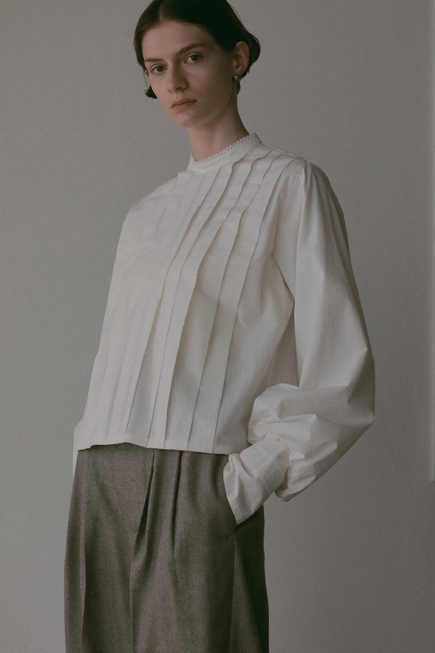 【ハー/HER.】のコットンタックブラウス 人気、トレンドファッション・服の通販 founy(ファニー) 　ファッション　Fashion　レディースファッション　Fashion for Women　トップス・カットソー　Cut & Sew Tops　シャツ・ブラウス・オフィスカジュアル　Elegant Blouses & Button-Ups　スタンド　Stand Collar, Upright Stand　スリーブ　Sleeve, Long Sleeve / Short Sleeve　トレンド　Trend, Trending Now　ボトム　Bottoms, Lower Wear　ロング　Long, Long-Length　other-8|ID: prp329100004683202 ipo3291000000035753956