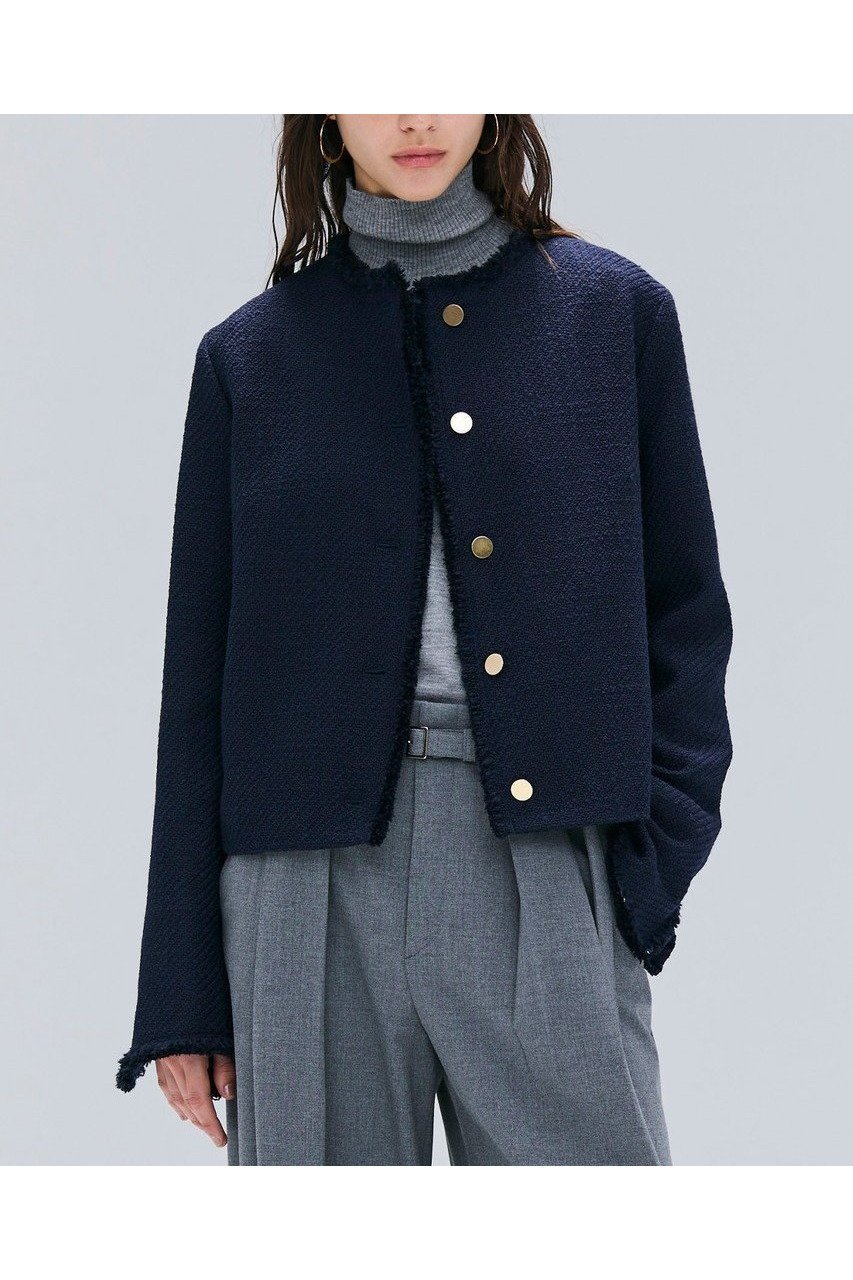 【ベイジ,/BEIGE,】のMULLIN / ウールツイードメタルボタンノーカラージャケット 人気、トレンドファッション・服の通販 founy(ファニー) 　ファッション　Fashion　レディースファッション　Fashion for Women　アウター　Coat / Outerwear Collection　レディースジャケット・軽アウター　Jackets　ノーカラージャケット / シンプル上品コーデ　Collarless Jackets　ジャケット　Jacket, Outerwear　ツイード　Twill, Twill Weave　バランス　Balance, Style Balance　フリンジ　Fringe, Tassel　メタル　Metal, Metal Parts　エレガント 上品　Elegant　新作・新入荷　New Arrivals / New In　other-4|ID: prp329100004683233 ipo3291000000033821993