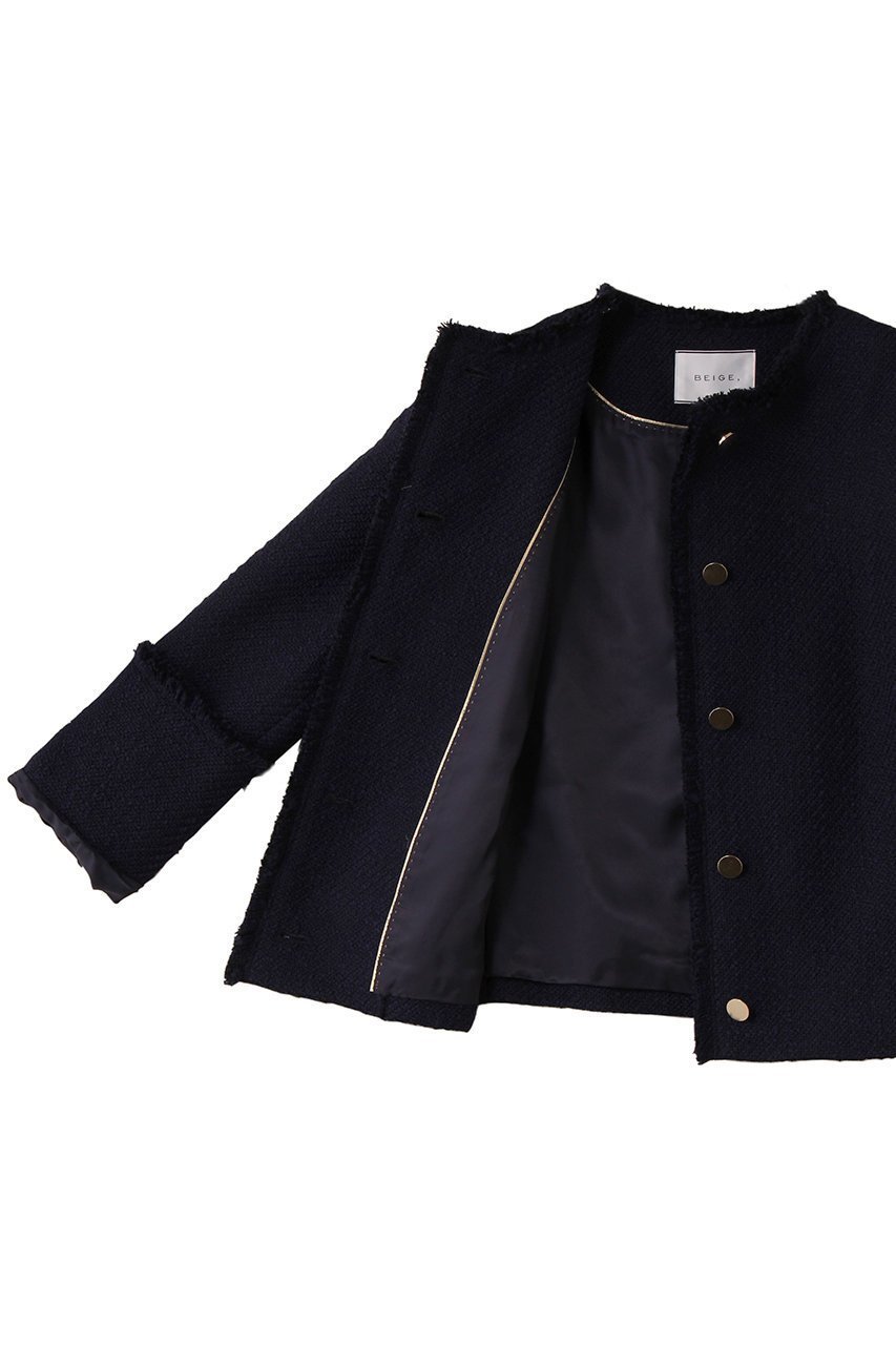 【ベイジ,/BEIGE,】のMULLIN / ウールツイードメタルボタンノーカラージャケット 人気、トレンドファッション・服の通販 founy(ファニー)  ファッション Fashion レディースファッション Fashion for Women アウター Coat / Outerwear Collection レディースジャケット・軽アウター Jackets ノーカラージャケット / シンプル上品コーデ Collarless Jackets ジャケット Jacket, Outerwear ツイード Twill, Twill Weave バランス Balance, Style Balance フリンジ Fringe, Tassel メタル Metal, Metal Parts エレガント 上品 Elegant other-7|ID: prp329100004683233 ipo3291000000034133850