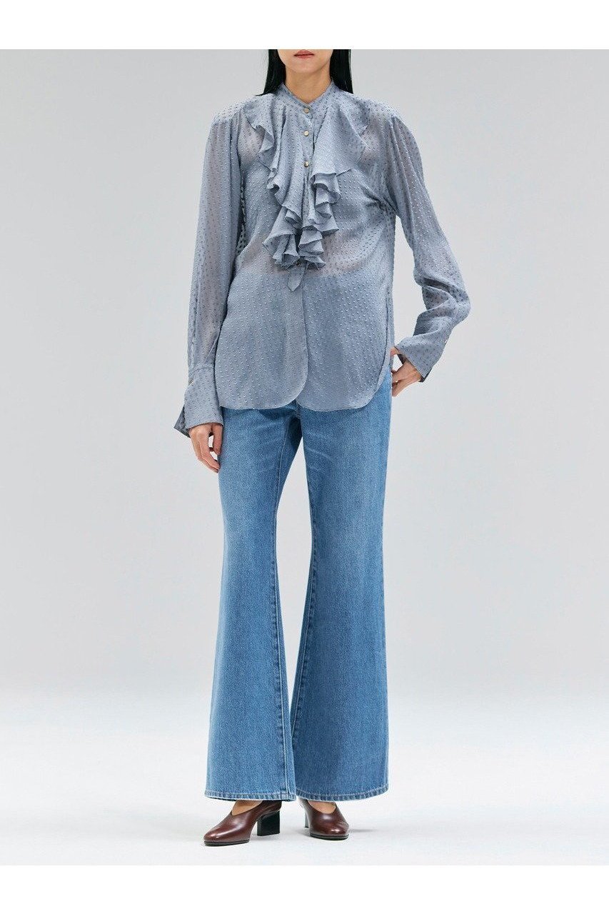 【ベイジ,/BEIGE,】のCALLERRY(カラリー)/シルク混ドットラッフルブラウス 人気、トレンドファッション・服の通販 founy(ファニー) 　ファッション　Fashion　レディースファッション　Fashion for Women　トップス・カットソー　Cut & Sew Tops　シャツ・ブラウス・オフィスカジュアル　Elegant Blouses & Button-Ups　インナー　Innerwear　エアリー　Airy Texture　クラシカル　Classical, Vintage-Inspired　シルク　Silk, 100% Silk　ジャケット　Jacket, Outerwear　スリーブ　Sleeve, Long Sleeve / Short Sleeve　ドット　Polka Dot, Dot Pattern　フェミニン　Feminine, Girly　ロング　Long, Long-Length　新作・新入荷　New Arrivals / New In　other-2|ID: prp329100004683237 ipo3291000000033822012
