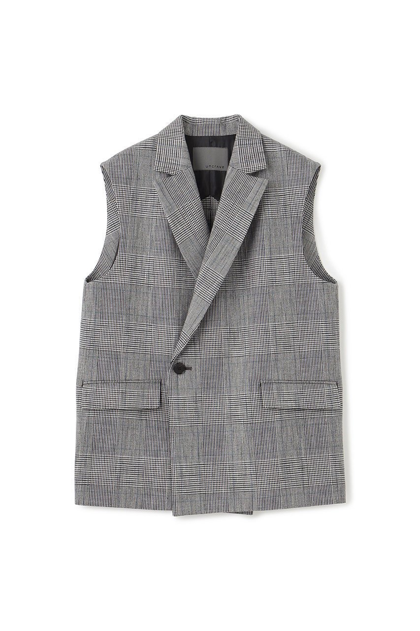 【アンクレイヴ/uncrave】の【9/10 12:00販売開始】グレンチェック ジレ 人気、トレンドファッション・服の通販 founy(ファニー) 　ファッション　Fashion　レディースファッション　Fashion for Women　アウター　Coat / Outerwear Collection　レディースジャケット・軽アウター　Jackets　イエロー　Yellow　ジャケット　Jacket, Outerwear　スリット　Slit, Slit Detail　セットアップ　Set-Up, Coordinated Outfit　チェック　Check, Plaid, Tartan　ベスト　Vest, Waistcoat　 other-1|ID: prp329100004683241 ipo3291000000033822036