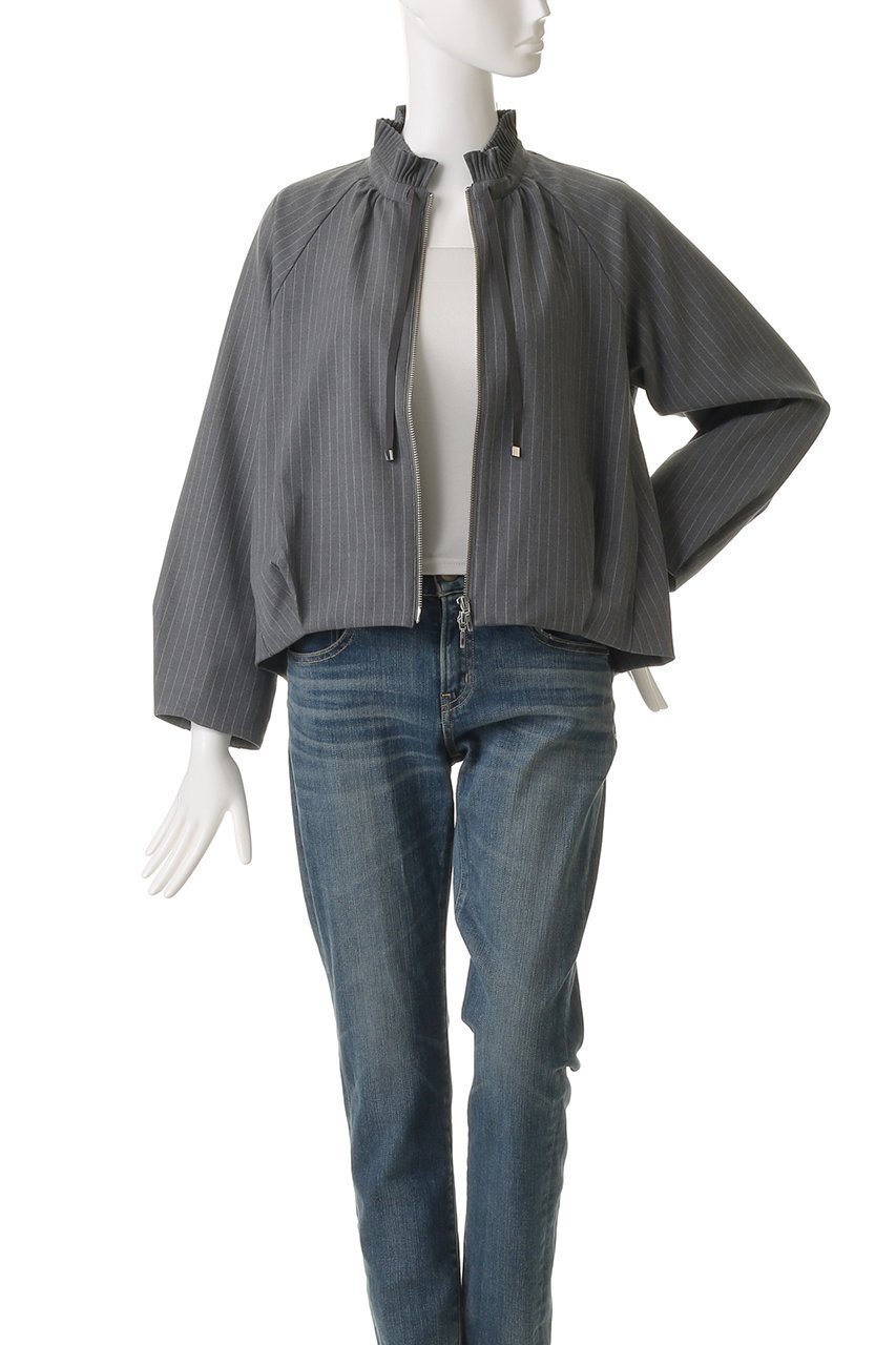 【マリリンムーン/MARILYN MOON】のウォームピンストライプブルゾン 人気、トレンドファッション・服の通販 founy(ファニー) 　ファッション　Fashion　レディースファッション　Fashion for Women　アウター　Coat / Outerwear Collection　レディースジャケット・軽アウター　Jackets　ブルゾンジャケット・スポーティアウター　Blouson Jackets　コクーン　Cocoon, Cocoon Silhouette　ジャケット　Jacket, Outerwear　ストライプ　Stripe, Striped Pattern　バランス　Balance, Style Balance　バルーン　Balloon, Balloon Silhouette　フリル　Frill, Ruffle　ブルゾン　Blouson, Bomber Jacket　プリーツ　Pleats, Pleated　ボトム　Bottoms, Lower Wear　モダン　Modern, Contemporary　other-7|ID: prp329100004684609 ipo3291000000036128450