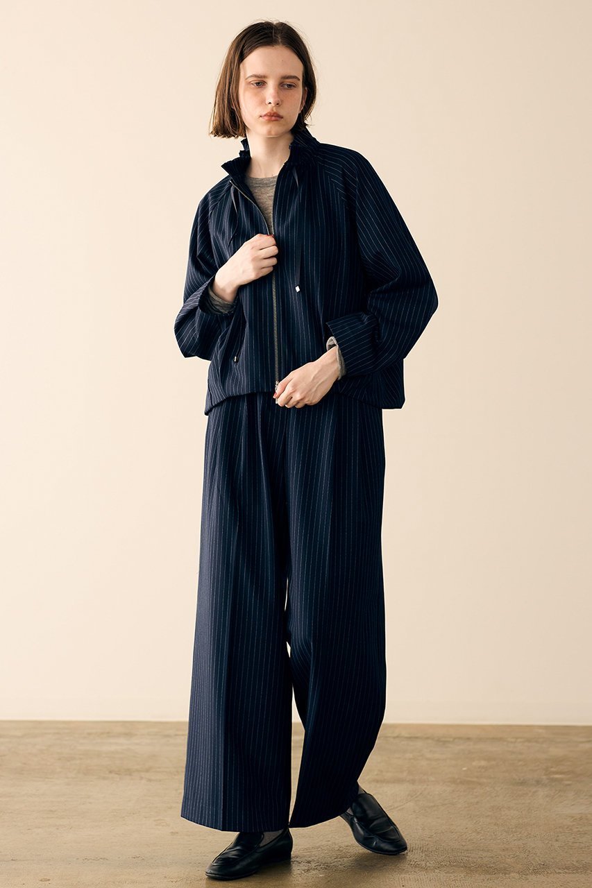 【マリリンムーン/MARILYN MOON】のウォームピンストライプブルゾン 人気、トレンドファッション・服の通販 founy(ファニー) 　ファッション　Fashion　レディースファッション　Fashion for Women　アウター　Coat / Outerwear Collection　レディースジャケット・軽アウター　Jackets　ブルゾンジャケット・スポーティアウター　Blouson Jackets　コクーン　Cocoon, Cocoon Silhouette　ジャケット　Jacket, Outerwear　ストライプ　Stripe, Striped Pattern　バランス　Balance, Style Balance　バルーン　Balloon, Balloon Silhouette　フリル　Frill, Ruffle　ブルゾン　Blouson, Bomber Jacket　プリーツ　Pleats, Pleated　ボトム　Bottoms, Lower Wear　モダン　Modern, Contemporary　other-8|ID: prp329100004684609 ipo3291000000036128451