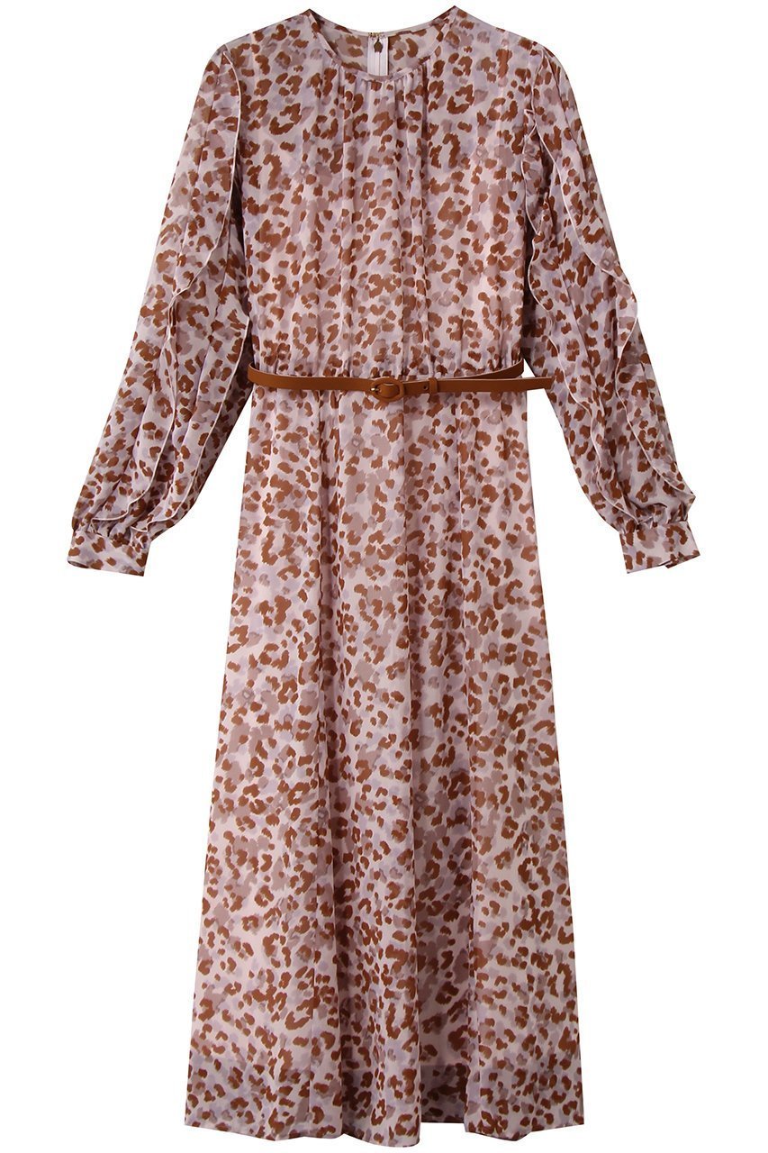 【アナイ/ANAYI】のレオパードPTフリルスリーブワンピース インテリア・キッズ・メンズ・レディースファッション・服の通販 founy(ファニー) 　ファッション　Fashion　レディースファッション　Fashion for Women　ワンピース　Dresses　チュニック　Tunic Tops & Dresses　シアー　Sheer, See-Through　シフォン　Chiffon, Lightweight Fabric　チュニック　Tunic, Long Top　パーティ　Party, Party Style　フリル　Frill, Ruffle　レオパード　Leopard, Animal Print　ロング　Long, Long-Length　新作・新入荷　New Arrivals / New In　グレー|ID: prp329100004684617 ipo3291000000033830521