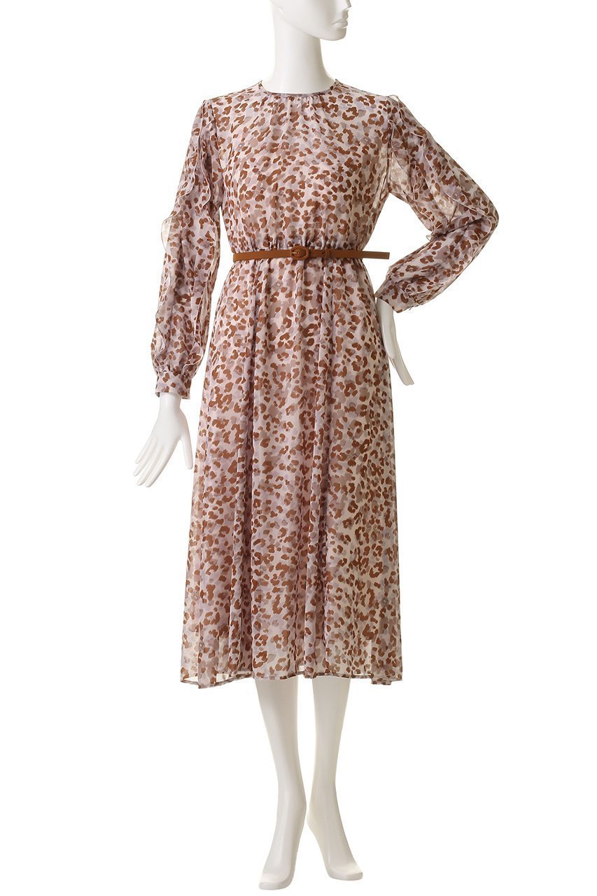 【アナイ/ANAYI】のレオパードPTフリルスリーブワンピース 人気、トレンドファッション・服の通販 founy(ファニー) 　ファッション　Fashion　レディースファッション　Fashion for Women　ワンピース　Dresses　チュニック　Tunic Tops & Dresses　シアー　Sheer, See-Through　シフォン　Chiffon, Lightweight Fabric　チュニック　Tunic, Long Top　パーティ　Party, Party Style　フリル　Frill, Ruffle　レオパード　Leopard, Animal Print　ロング　Long, Long-Length　other-2|ID: prp329100004684617 ipo3291000000035784303