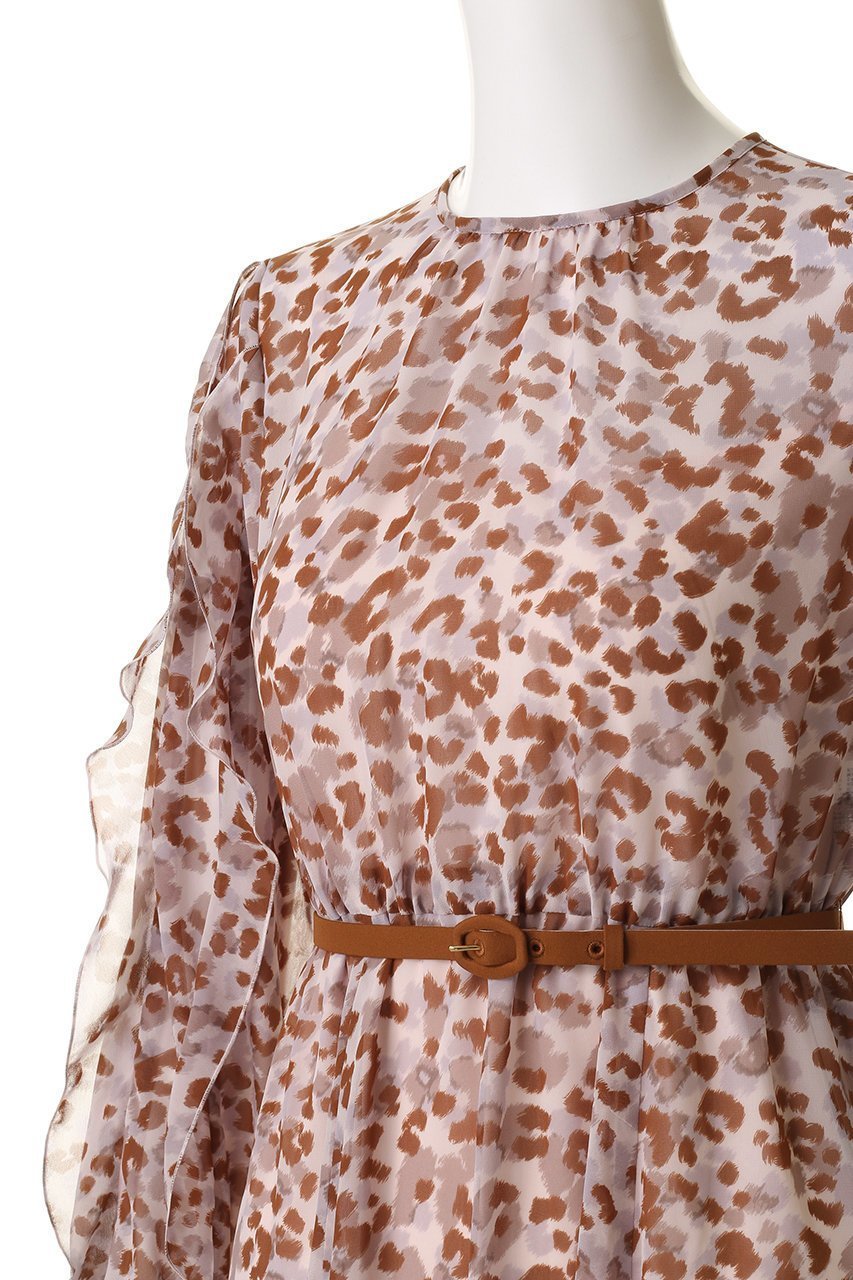 【アナイ/ANAYI】のレオパードPTフリルスリーブワンピース 人気、トレンドファッション・服の通販 founy(ファニー) 　ファッション　Fashion　レディースファッション　Fashion for Women　ワンピース　Dresses　チュニック　Tunic Tops & Dresses　シアー　Sheer, See-Through　シフォン　Chiffon, Lightweight Fabric　チュニック　Tunic, Long Top　パーティ　Party, Party Style　フリル　Frill, Ruffle　レオパード　Leopard, Animal Print　ロング　Long, Long-Length　other-5|ID: prp329100004684617 ipo3291000000035784306