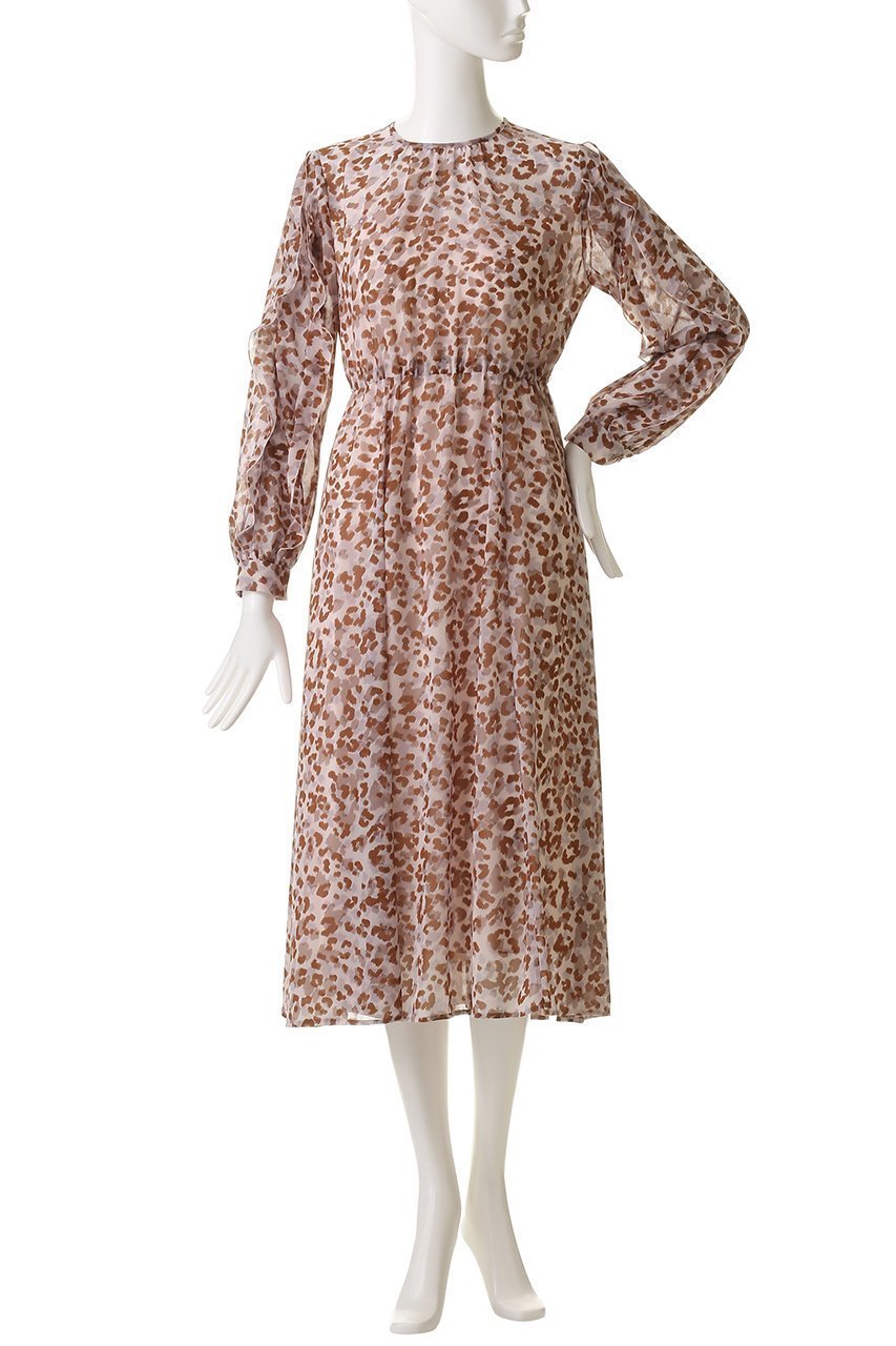 【アナイ/ANAYI】のレオパードPTフリルスリーブワンピース 人気、トレンドファッション・服の通販 founy(ファニー) 　ファッション　Fashion　レディースファッション　Fashion for Women　ワンピース　Dresses　チュニック　Tunic Tops & Dresses　シアー　Sheer, See-Through　シフォン　Chiffon, Lightweight Fabric　チュニック　Tunic, Long Top　パーティ　Party, Party Style　フリル　Frill, Ruffle　レオパード　Leopard, Animal Print　ロング　Long, Long-Length　other-6|ID: prp329100004684617 ipo3291000000035784307