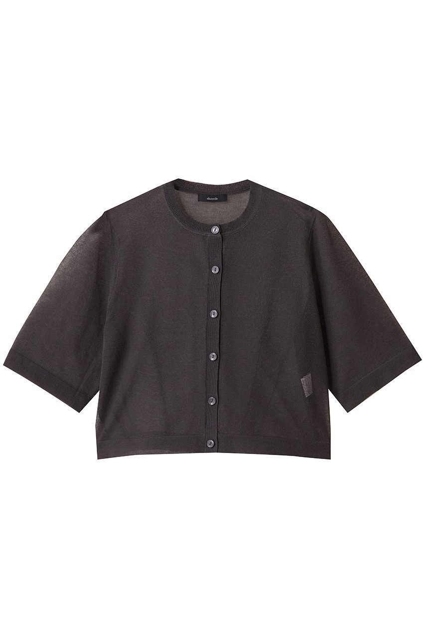 【アルアバイル/allureville】のハーフスリーブシアークルーカーディガン インテリア・キッズ・メンズ・レディースファッション・服の通販 founy(ファニー) 　ファッション　Fashion　レディースファッション　Fashion for Women　トップス・カットソー　Cut & Sew Tops　ニット　Knit Tops & Sweaters　カーディガン・羽織り　Layered Style Cardigans　おすすめ　Recommended / Our Picks　カーディガン　Cardigan, Knitwear　ショート　Short, Short Length　トレンド　Trend, Trending Now　バランス　Balance, Style Balance　フェミニン　Feminine, Girly　新作・新入荷　New Arrivals / New In　羽織　Haori, Light Jacket　チャコールグレー|ID: prp329100004684620 ipo3291000000033830542